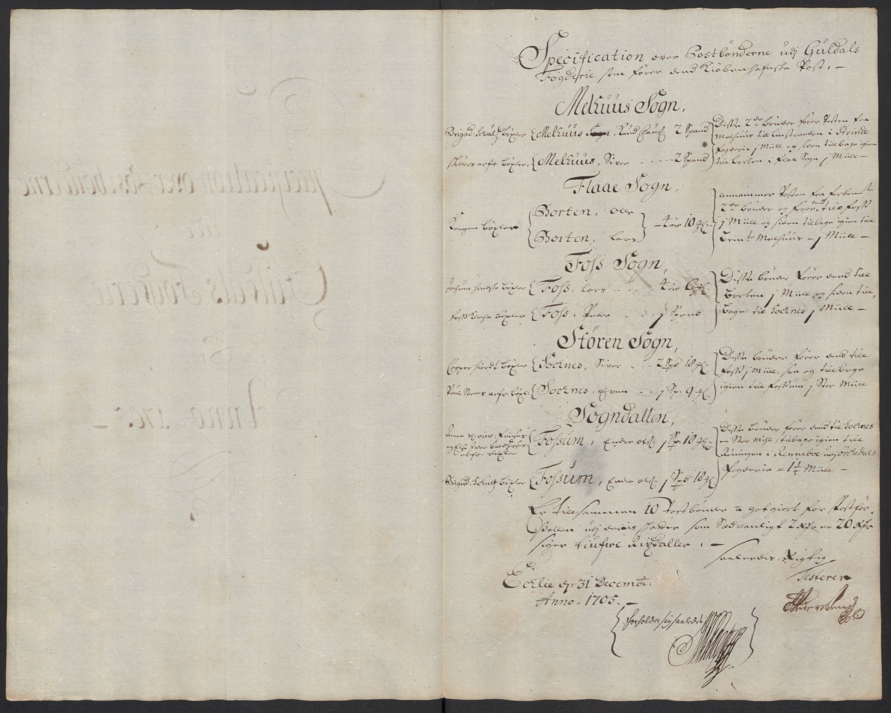 Rentekammeret inntil 1814, Reviderte regnskaper, Fogderegnskap, RA/EA-4092/R60/L3955: Fogderegnskap Orkdal og Gauldal, 1705, s. 409