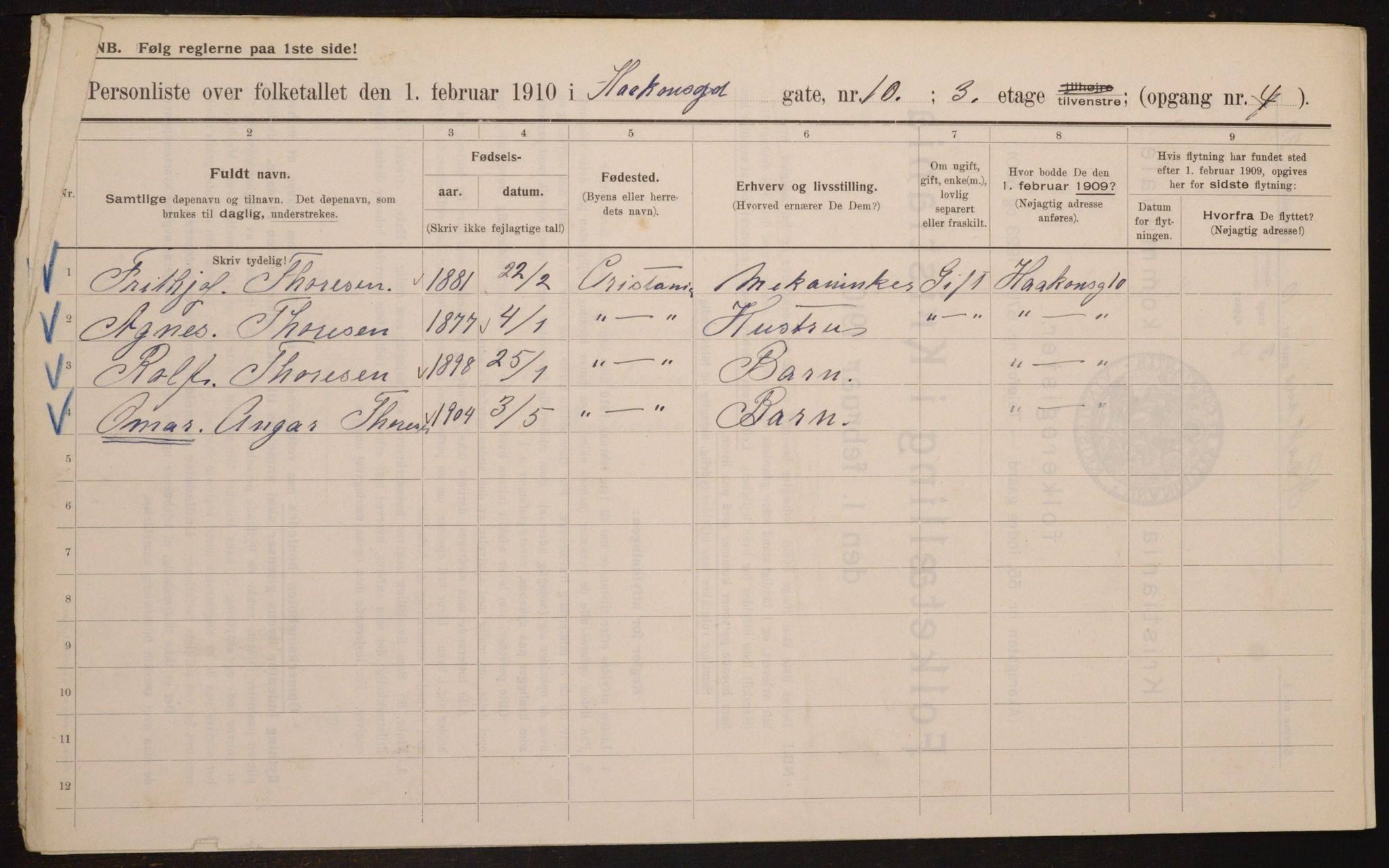 OBA, Kommunal folketelling 1.2.1910 for Kristiania, 1910, s. 41827