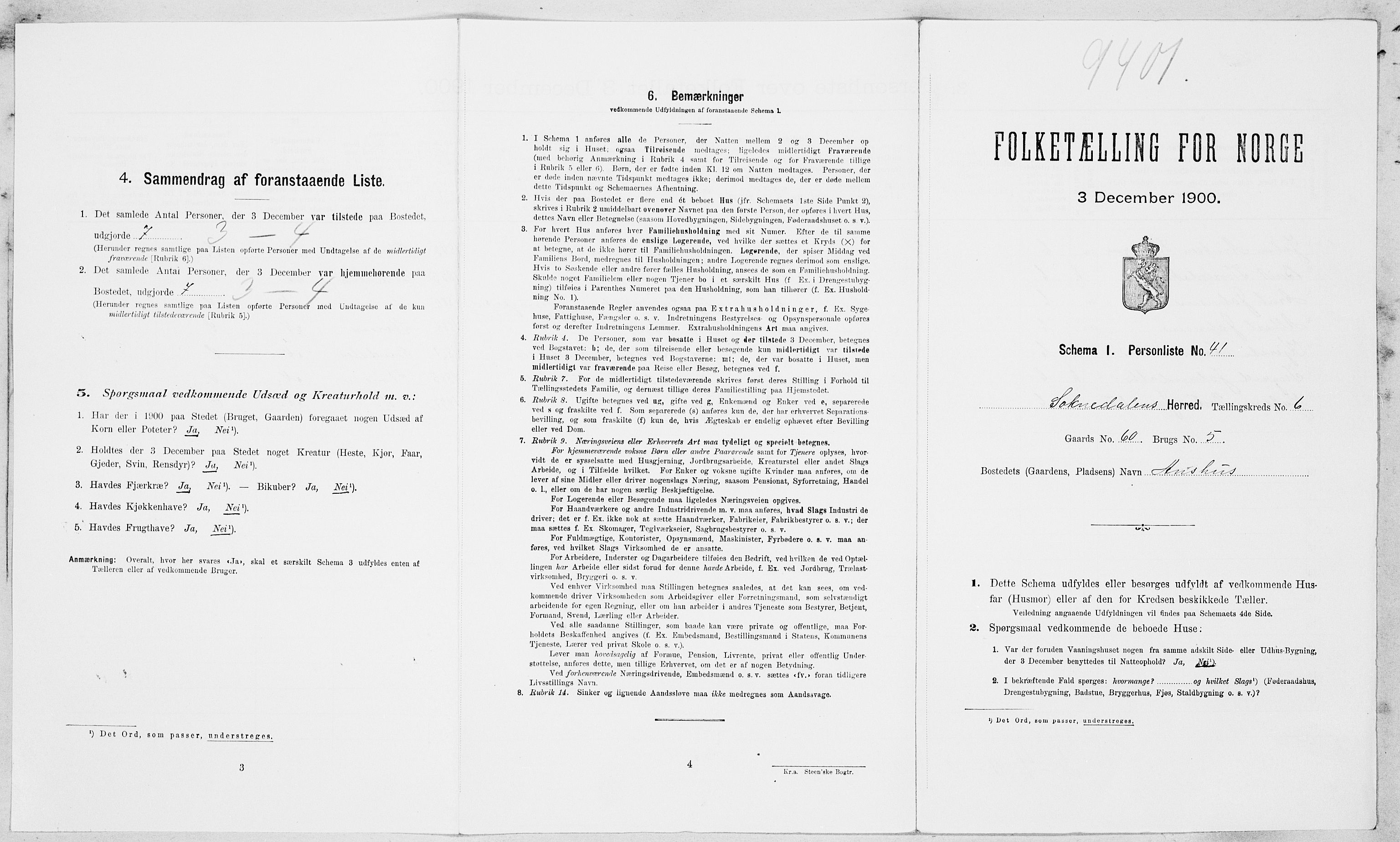 SAT, Folketelling 1900 for 1649 Soknedal herred, 1900, s. 496