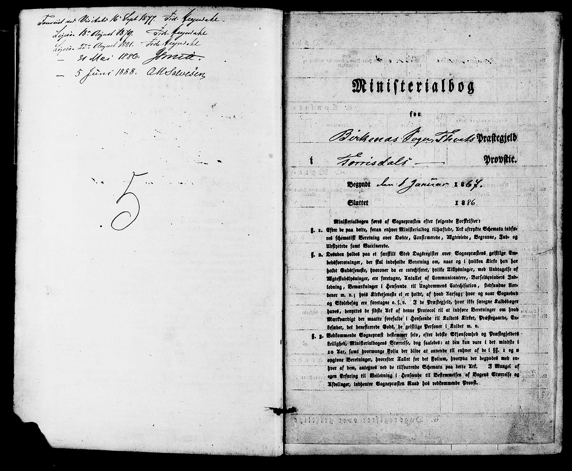 Birkenes sokneprestkontor, SAK/1111-0004/F/Fa/L0004: Ministerialbok nr. A 4, 1867-1886