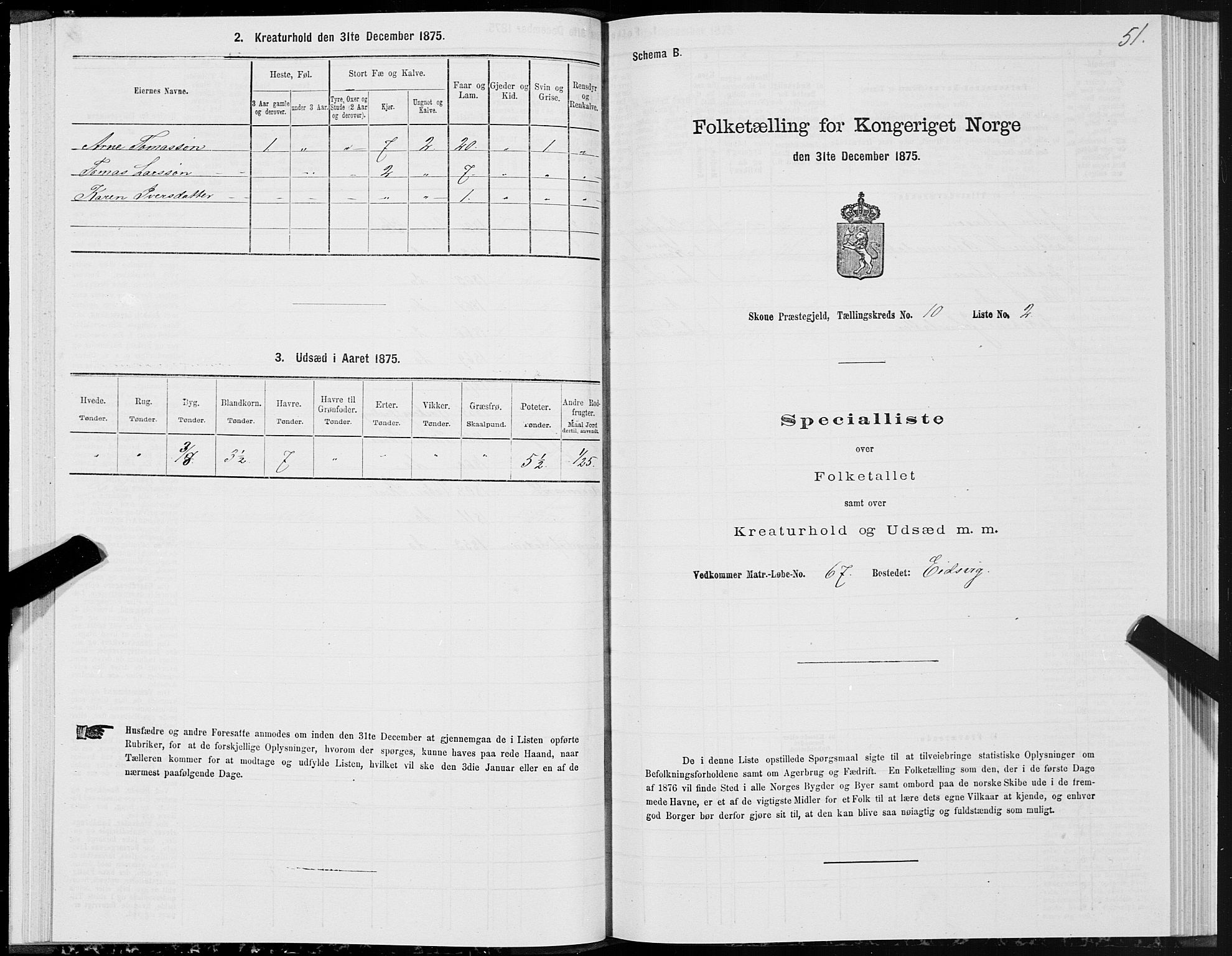 SAT, Folketelling 1875 for 1529P Skodje prestegjeld, 1875, s. 3051