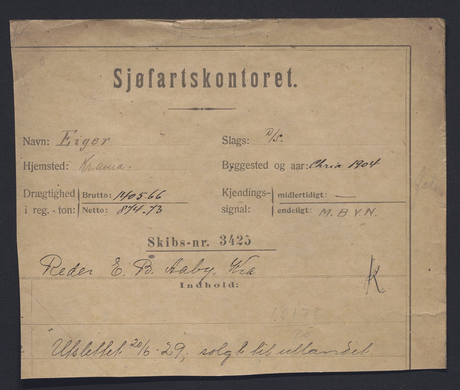 Sjøfartsdirektoratet med forløpere, skipsmapper slettede skip, AV/RA-S-4998/F/Fa/L0277: --, 1880-1929, s. 2