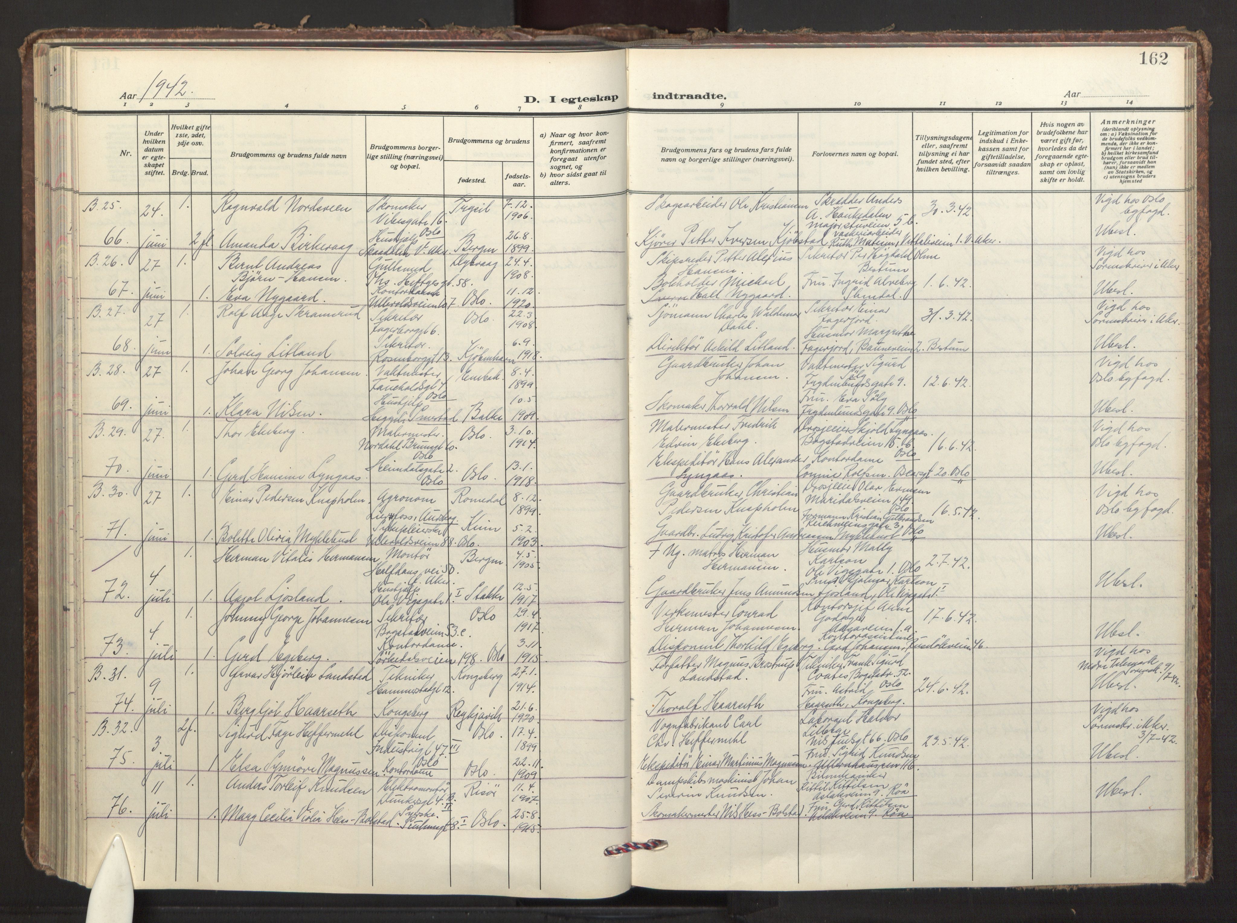 Fagerborg prestekontor Kirkebøker, AV/SAO-A-10844/F/Fa/L0009: Ministerialbok nr. 9, 1934-1945, s. 162