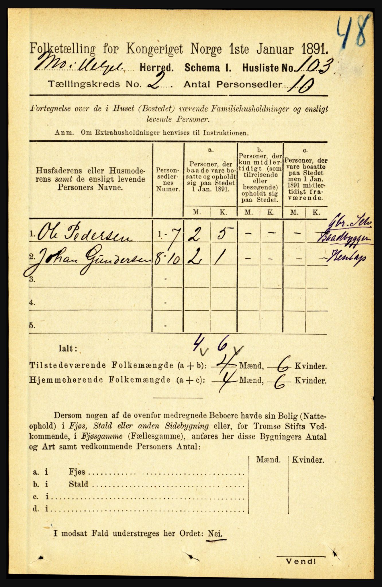 RA, Folketelling 1891 for 1833 Mo herred, 1891, s. 532