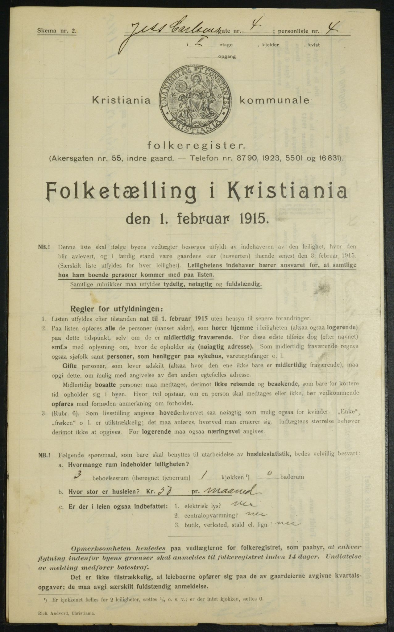 OBA, Kommunal folketelling 1.2.1915 for Kristiania, 1915, s. 46542