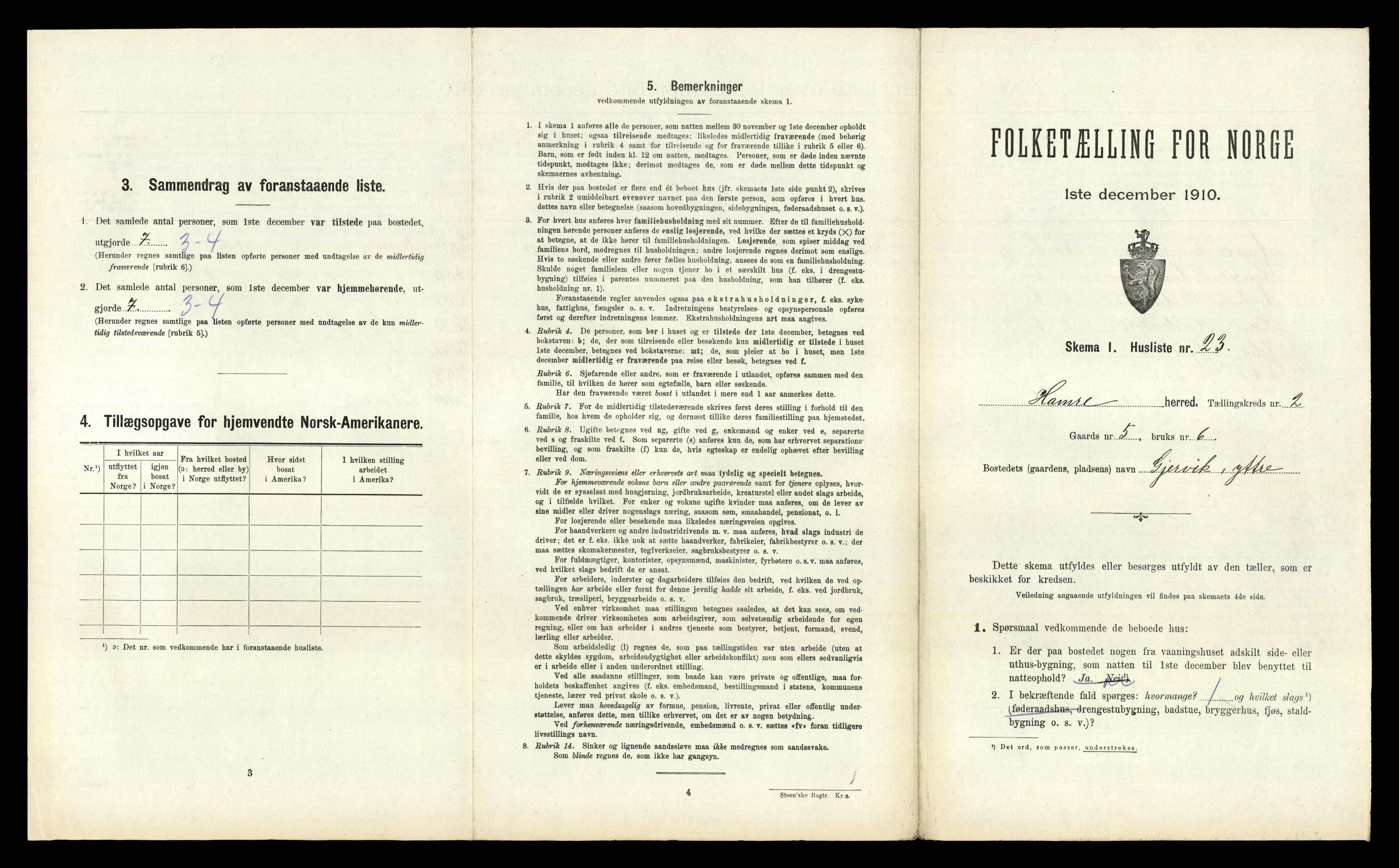 RA, Folketelling 1910 for 1254 Hamre herred, 1910, s. 118