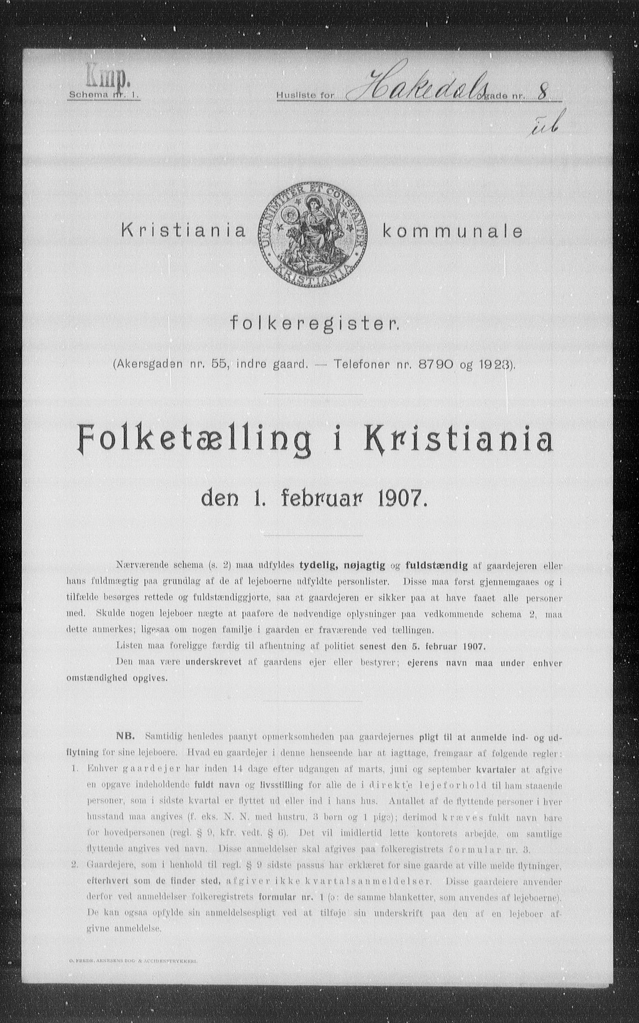 OBA, Kommunal folketelling 1.2.1907 for Kristiania kjøpstad, 1907, s. 17453