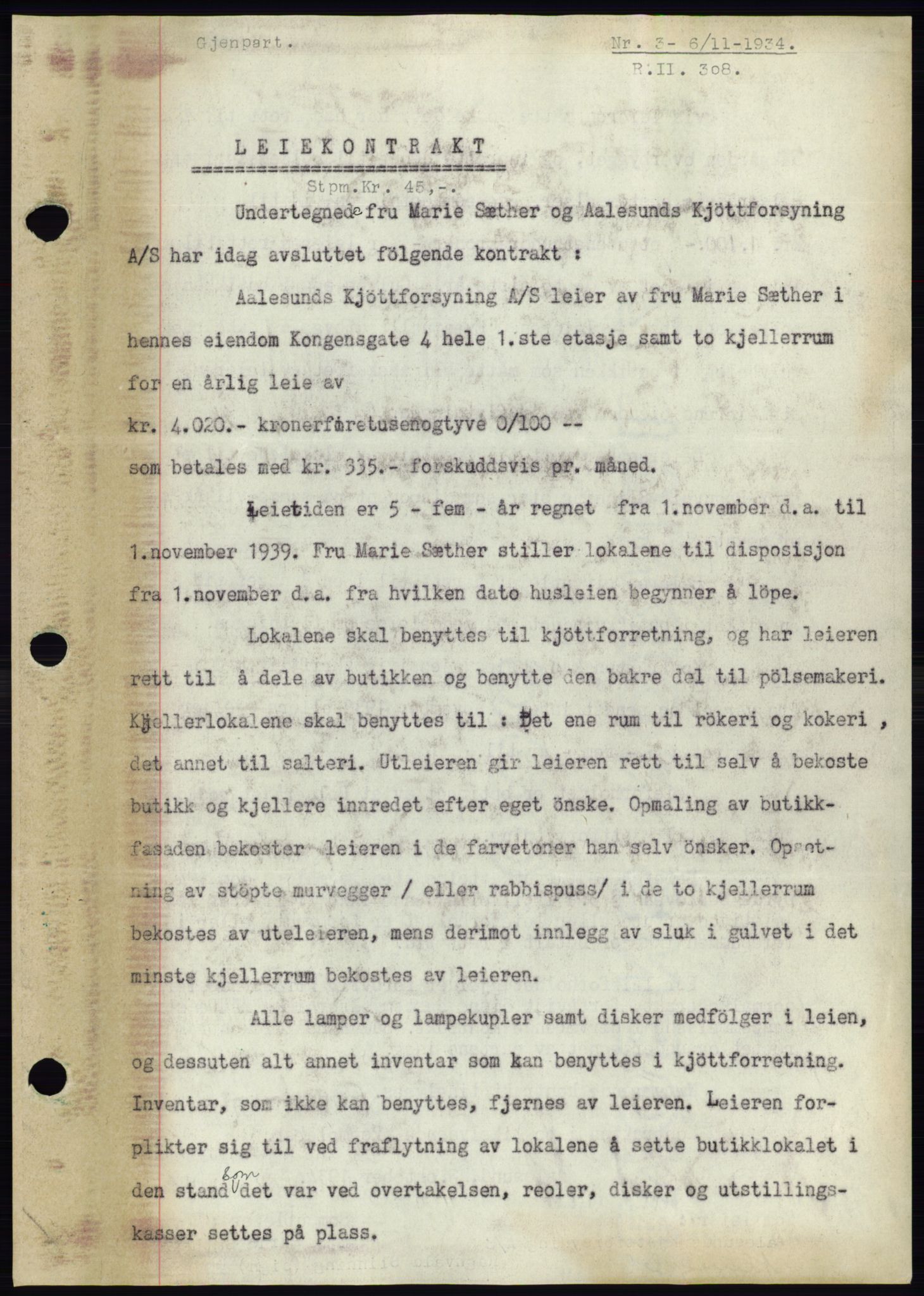 Ålesund byfogd, SAT/A-4384: Pantebok nr. 32, 1934-1935, Tingl.dato: 06.11.1934