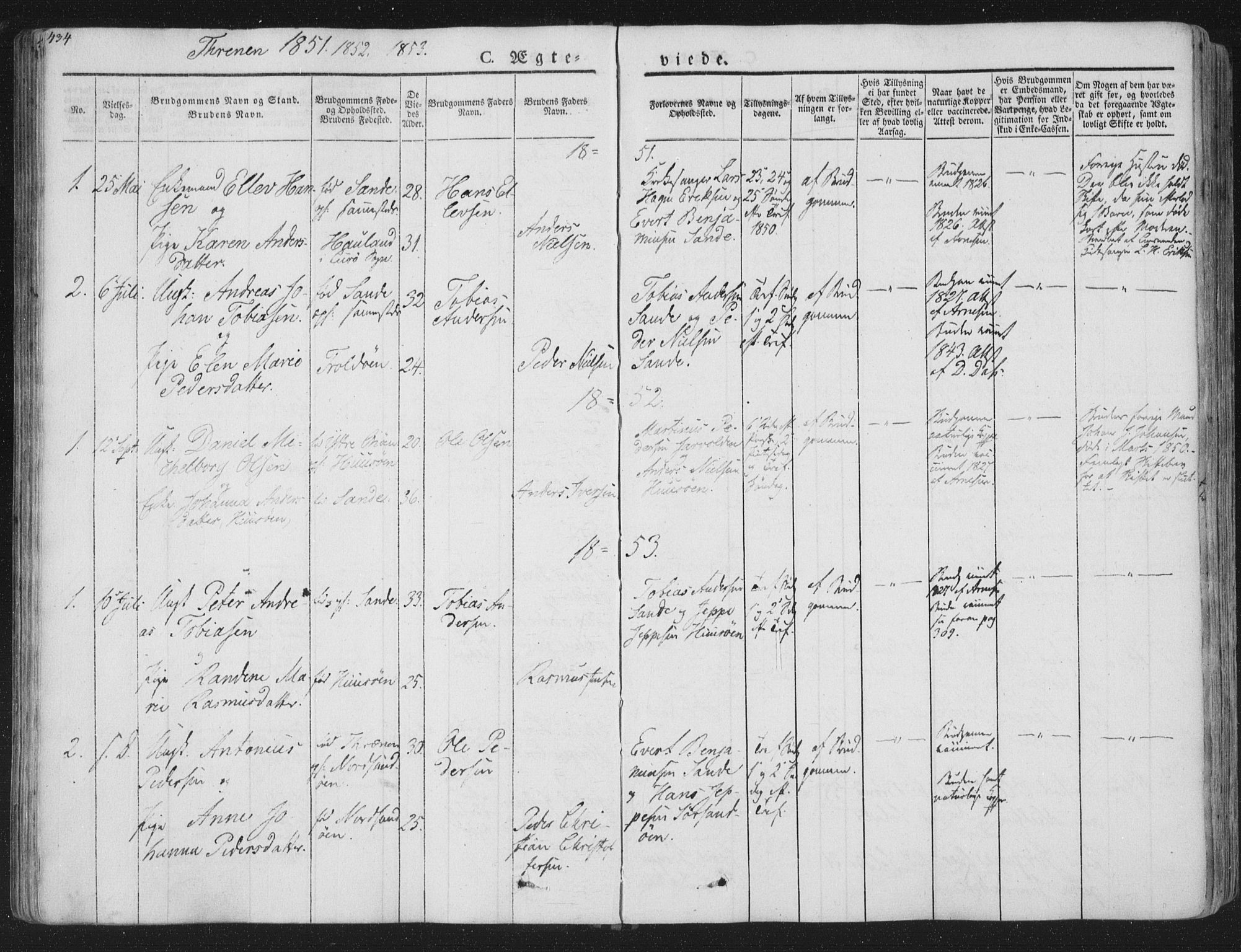 Ministerialprotokoller, klokkerbøker og fødselsregistre - Nordland, AV/SAT-A-1459/839/L0566: Ministerialbok nr. 839A03, 1825-1862, s. 434