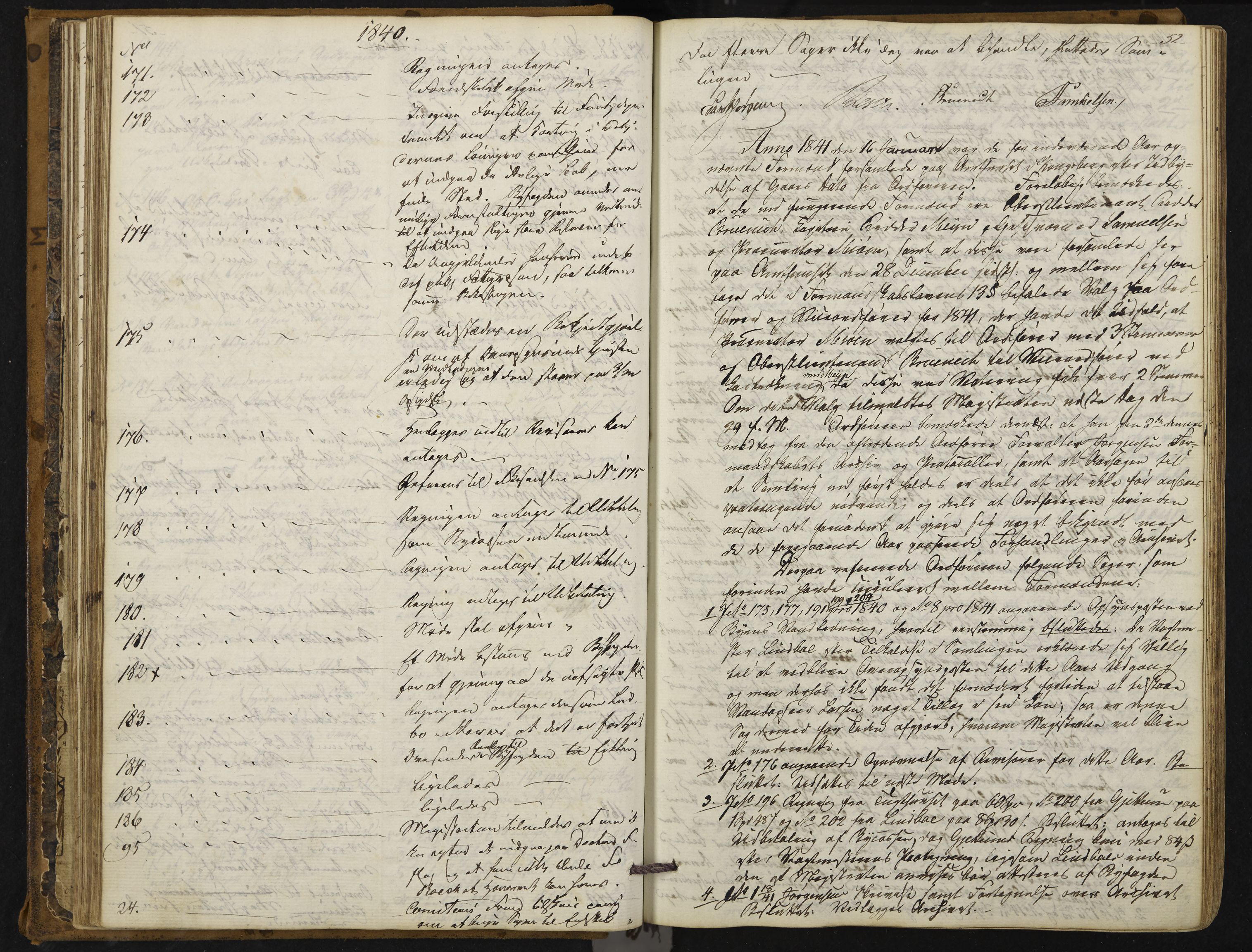 Kongsberg formannskap og sentraladministrasjon, IKAK/0604021-1/A/L0001: Møtebok med register, 1837-1849, s. 52