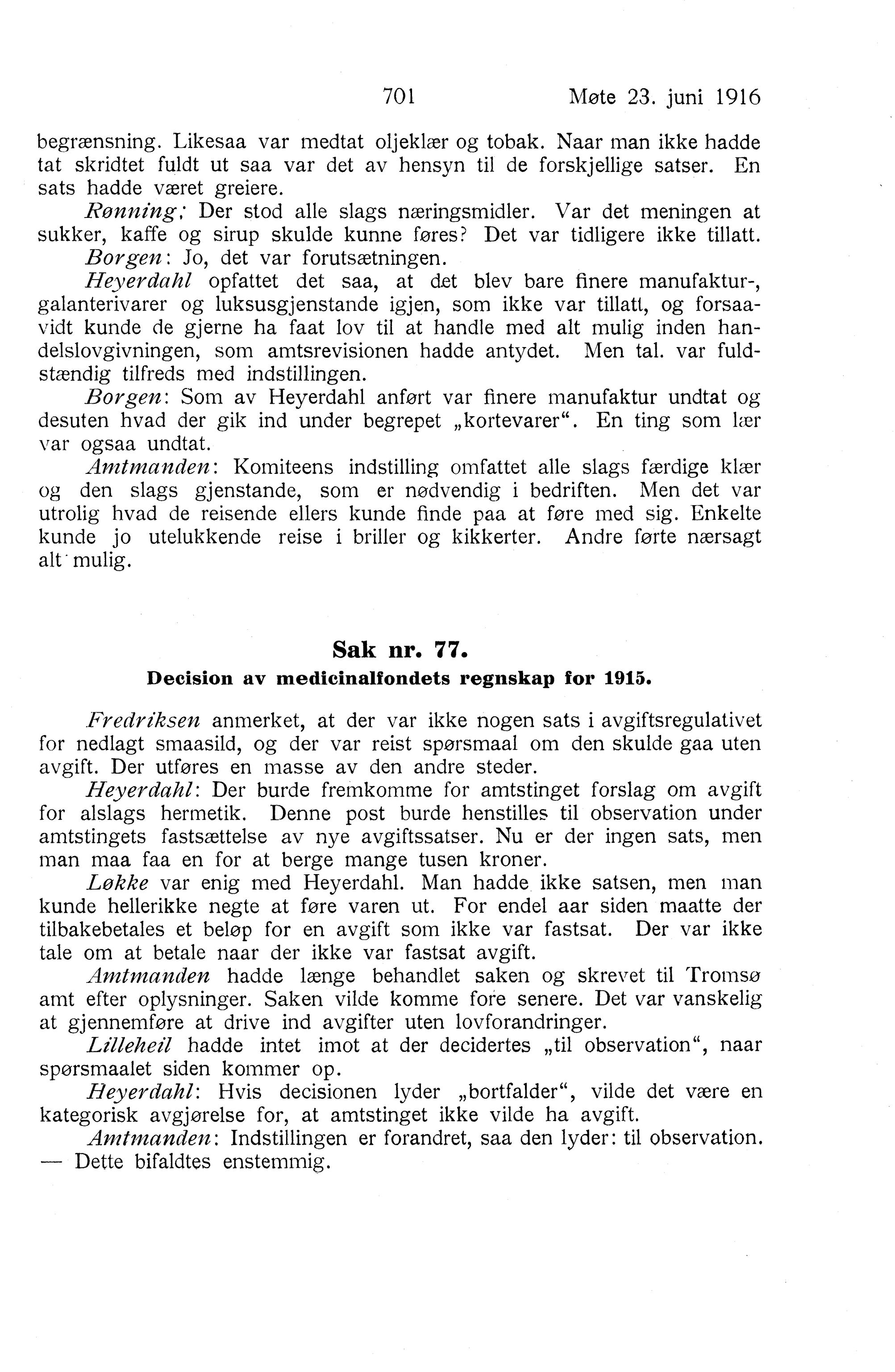 Nordland Fylkeskommune. Fylkestinget, AIN/NFK-17/176/A/Ac/L0039: Fylkestingsforhandlinger 1916, 1916