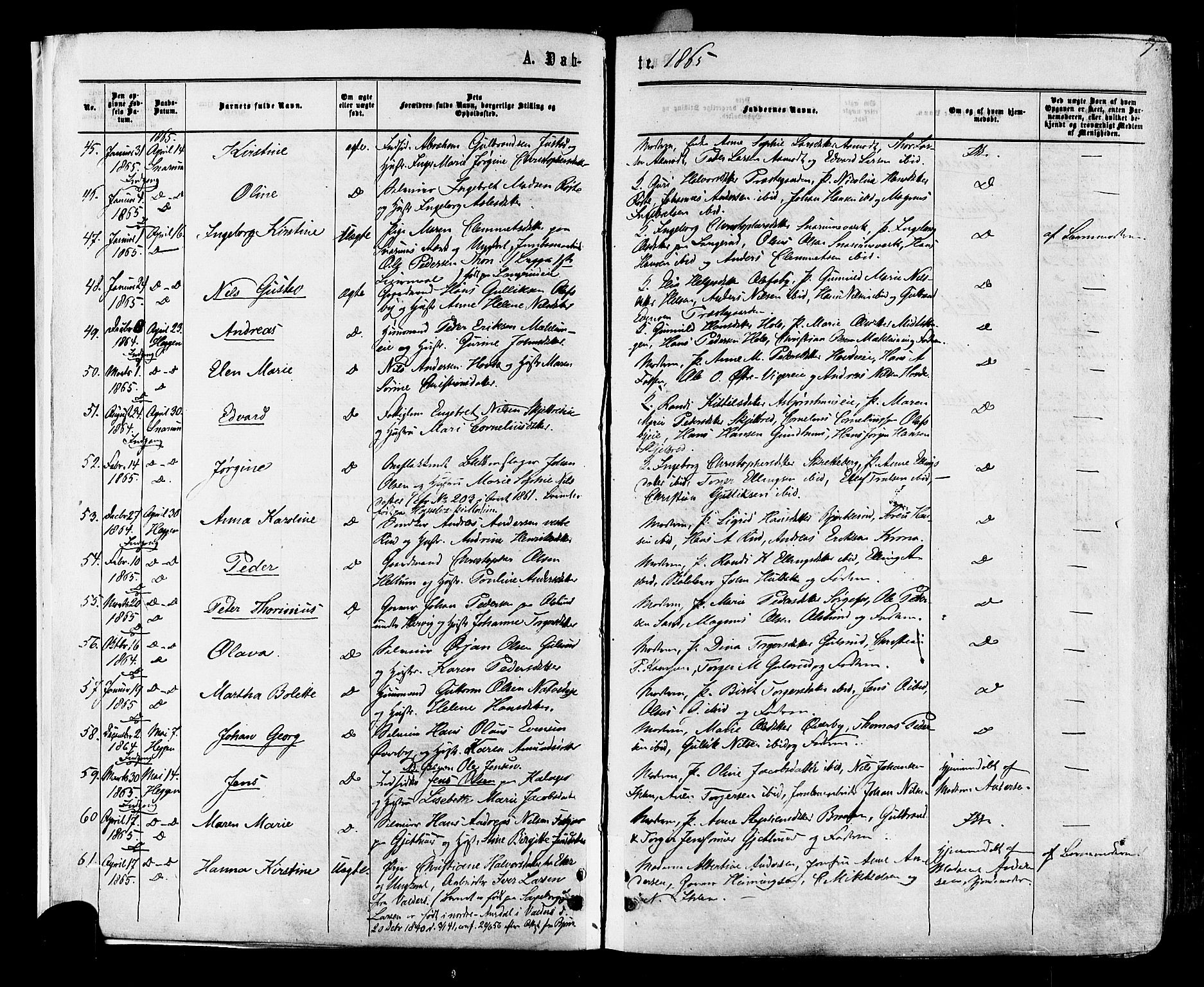 Modum kirkebøker, AV/SAKO-A-234/F/Fa/L0010: Ministerialbok nr. 10, 1865-1876, s. 7