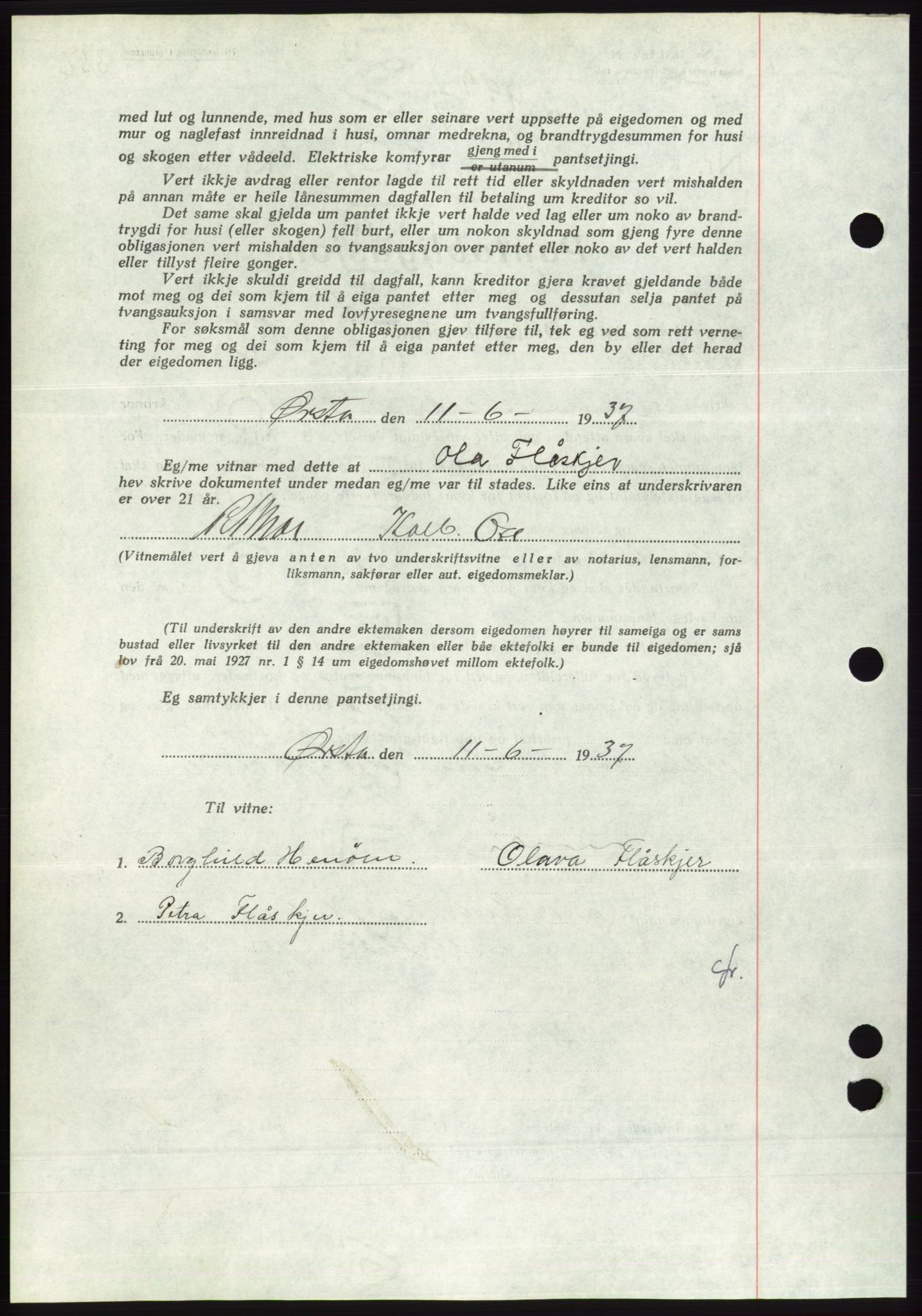 Søre Sunnmøre sorenskriveri, AV/SAT-A-4122/1/2/2C/L0063: Pantebok nr. 57, 1937-1937, Dagboknr: 999/1937