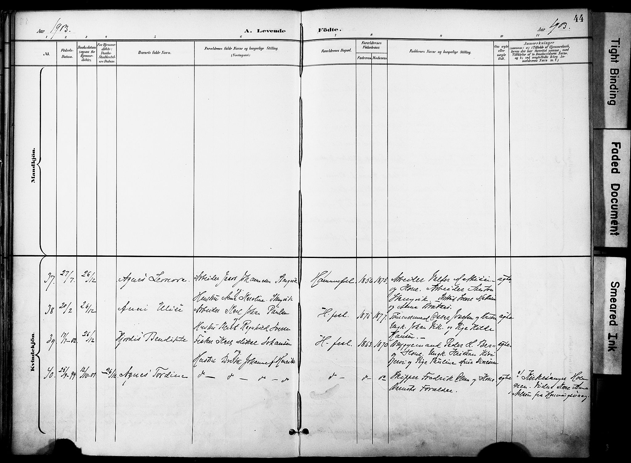 Hammerfest sokneprestkontor, SATØ/S-1347/H/Ha/L0010.kirke: Ministerialbok nr. 10, 1898-1905, s. 44