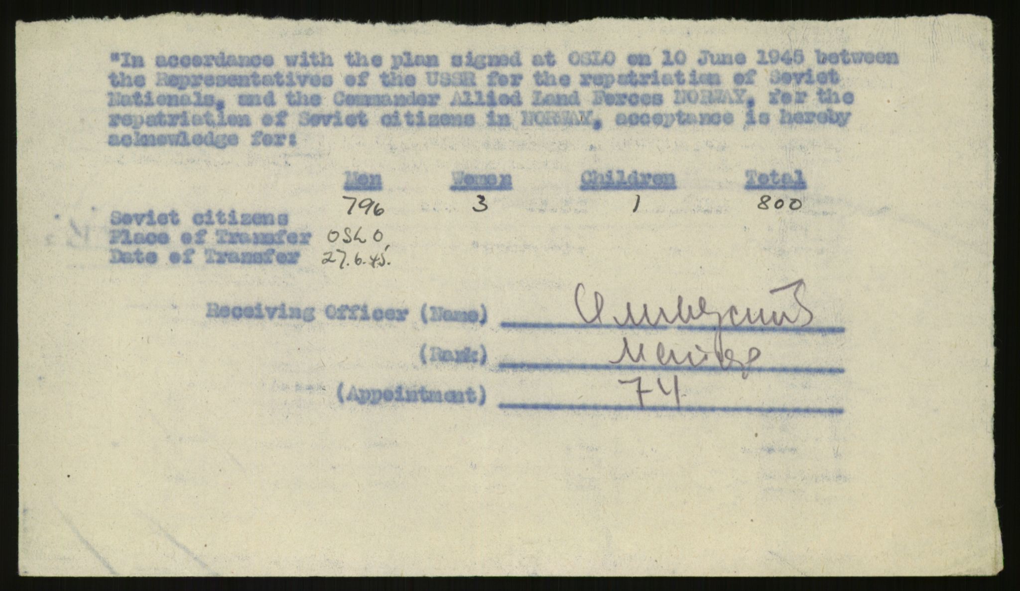 Flyktnings- og fangedirektoratet, Repatrieringskontoret, AV/RA-S-1681/D/Db/L0020: Displaced Persons (DPs) og sivile tyskere, 1945-1948, s. 589