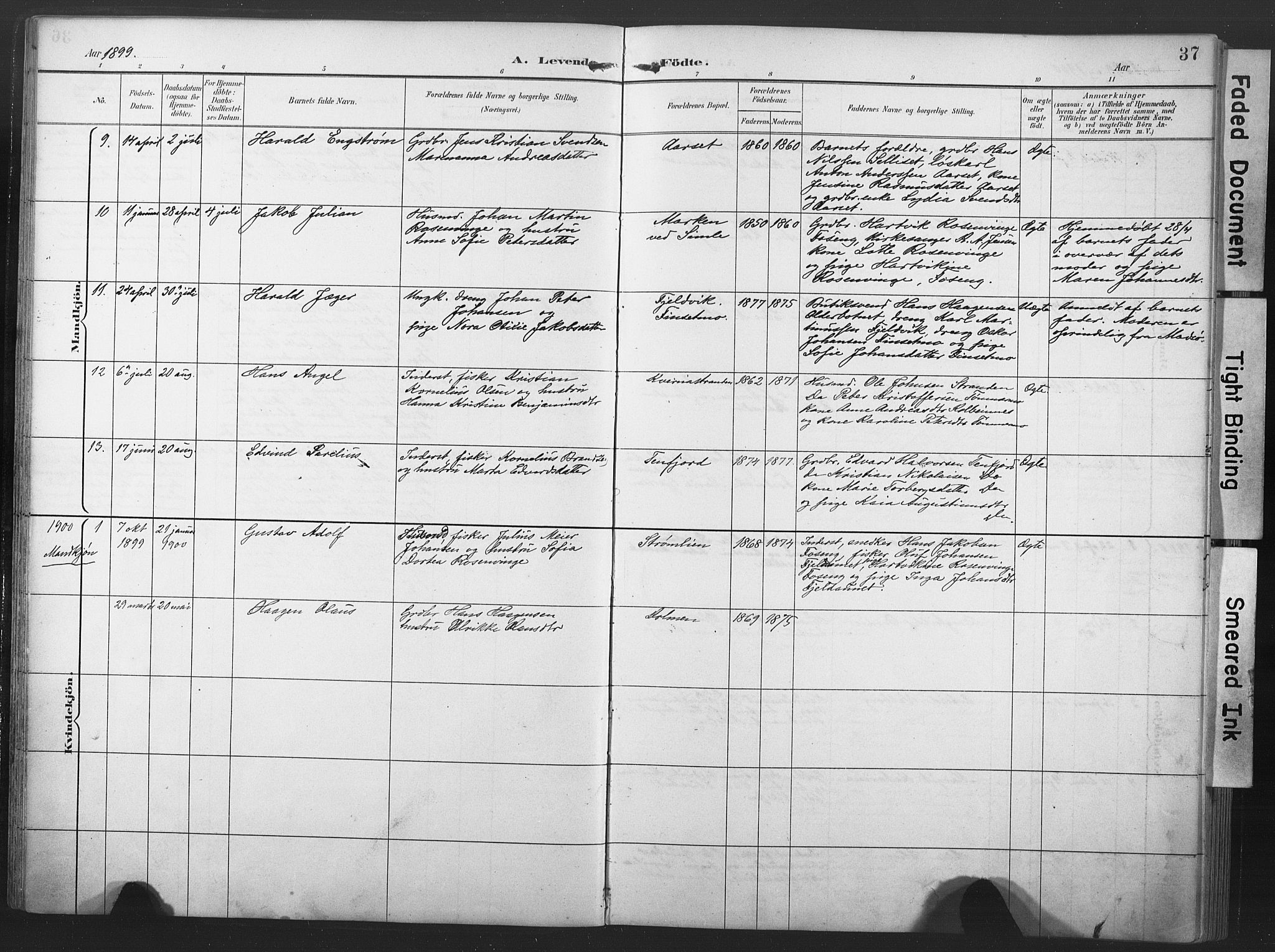 Ministerialprotokoller, klokkerbøker og fødselsregistre - Nord-Trøndelag, SAT/A-1458/789/L0706: Klokkerbok nr. 789C01, 1888-1931, s. 37