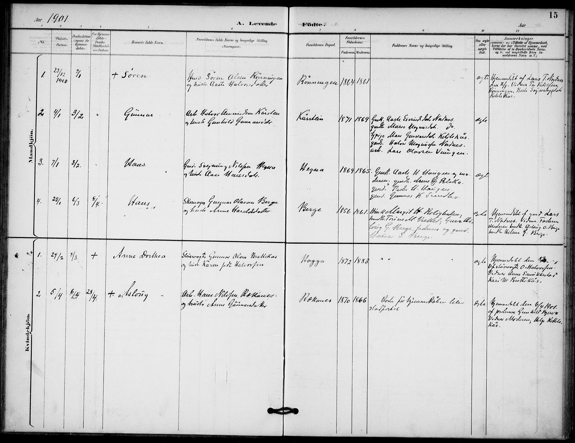 Lunde kirkebøker, AV/SAKO-A-282/F/Fb/L0004: Ministerialbok nr. II 4, 1892-1907, s. 15