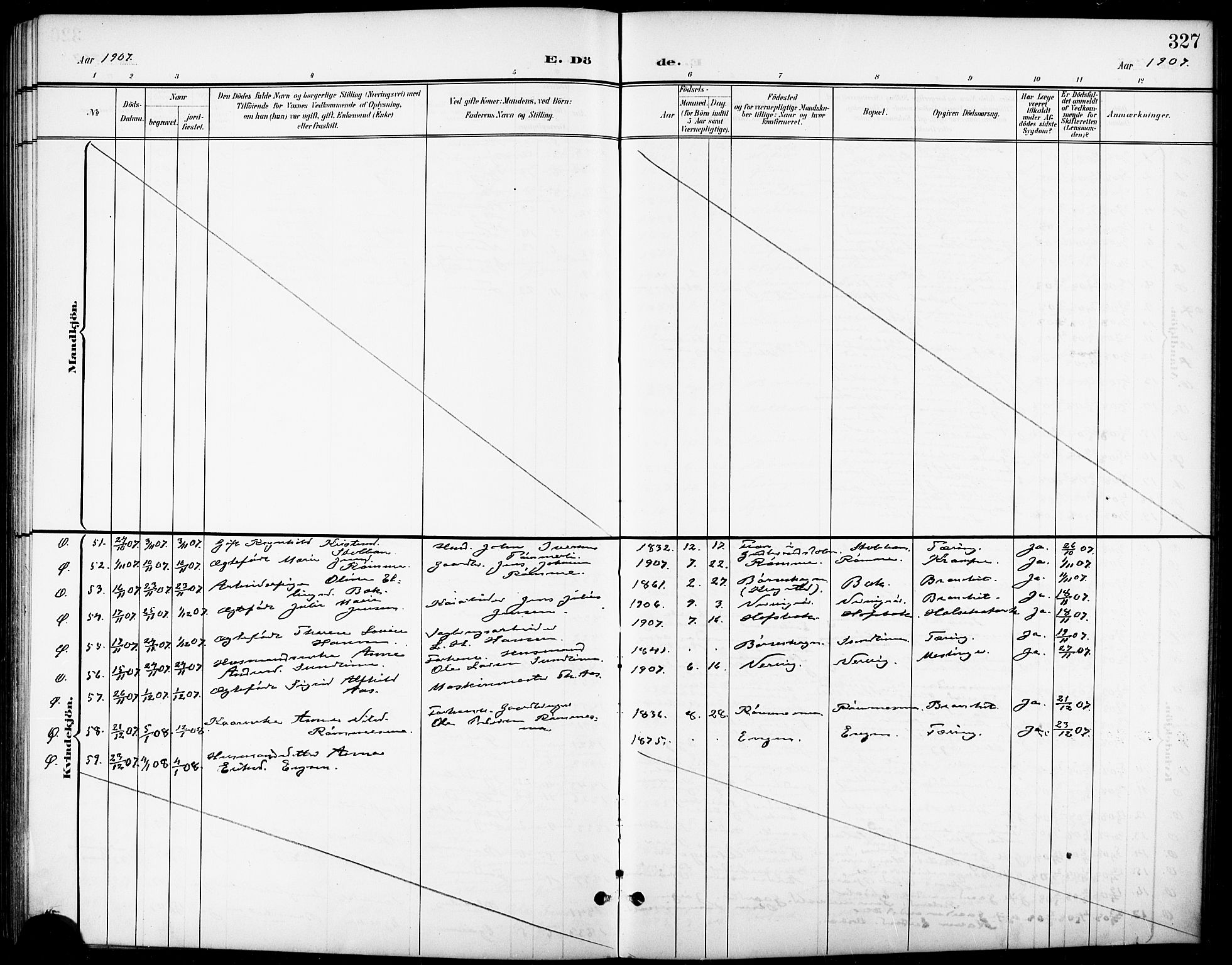 Ministerialprotokoller, klokkerbøker og fødselsregistre - Sør-Trøndelag, SAT/A-1456/668/L0819: Klokkerbok nr. 668C08, 1899-1912, s. 327