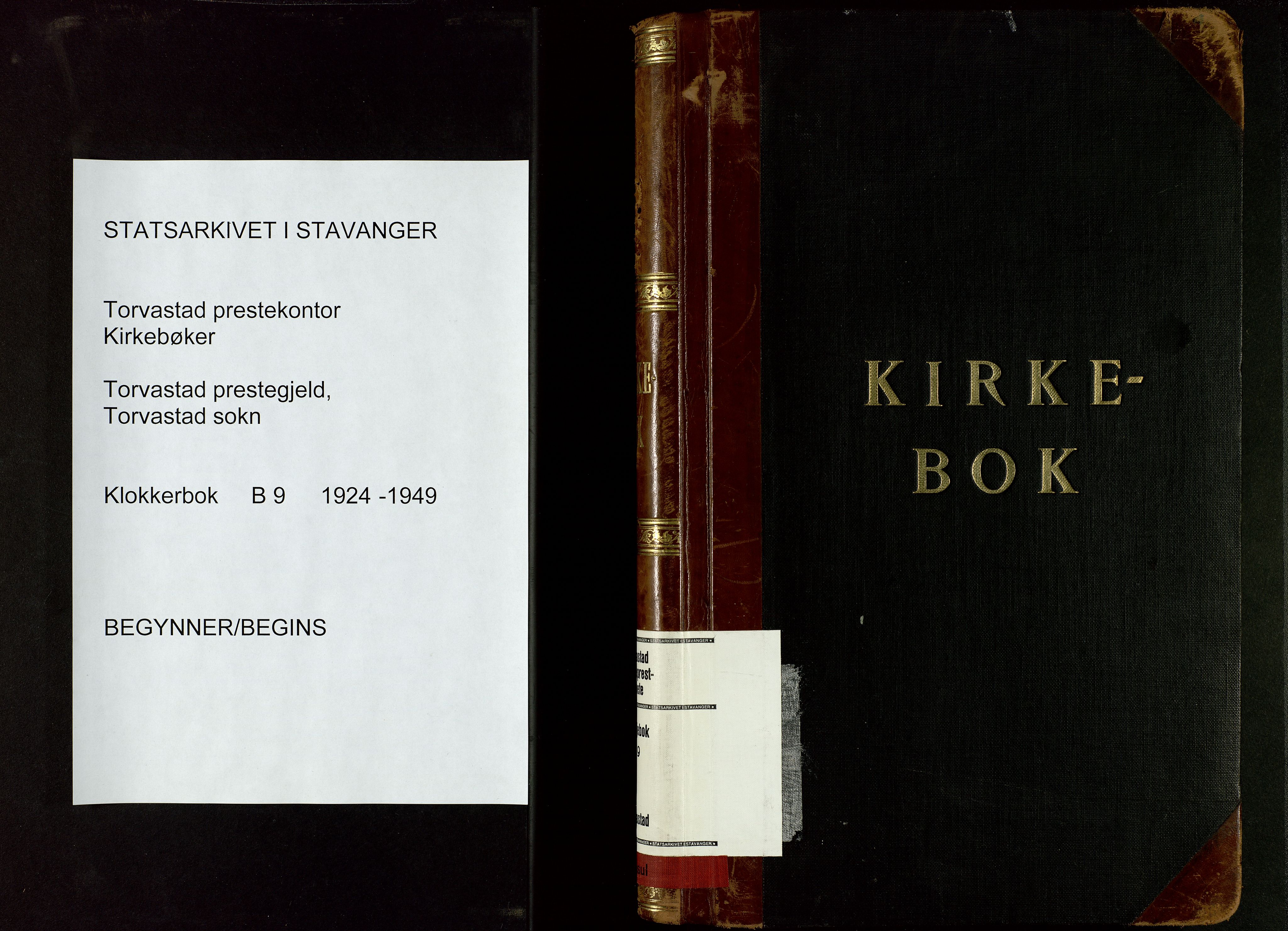 Torvastad sokneprestkontor, SAST/A -101857/H/Ha/Hab/L0009: Klokkerbok nr. B 9, 1924-1949