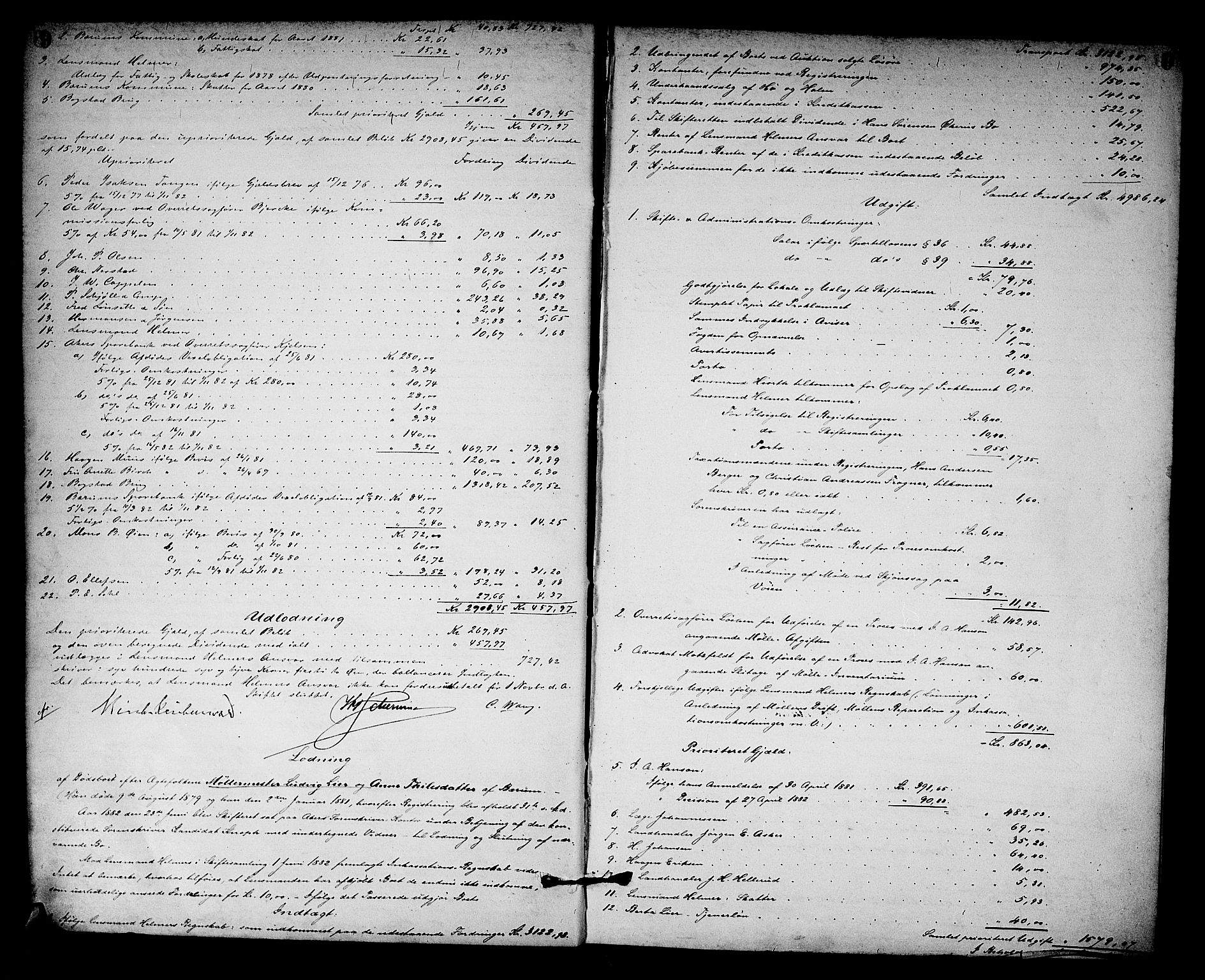 Aker sorenskriveri, AV/SAO-A-10895/H/He/L0007: Skifteutlodningsprotokoll, 1882-1897, s. 9