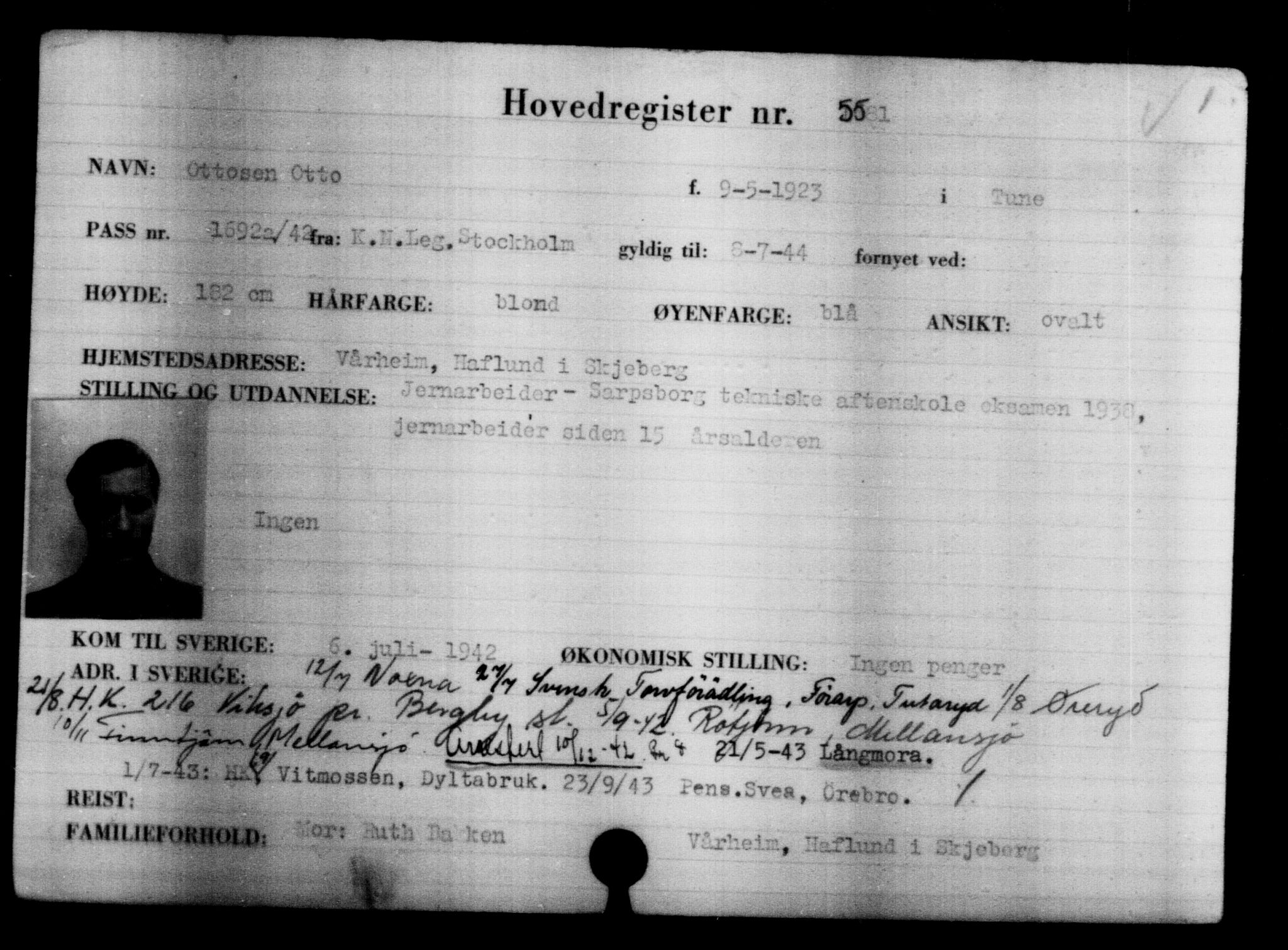 Utenriksstasjonene, Legasjonen i Stockholm, Flyktningkontoret, AV/RA-S-6753/V/Va/L0004: Kjesäterkartoteket, flyktninger med registreringsnr. 3496-6610, 1940-1945, s. 2417