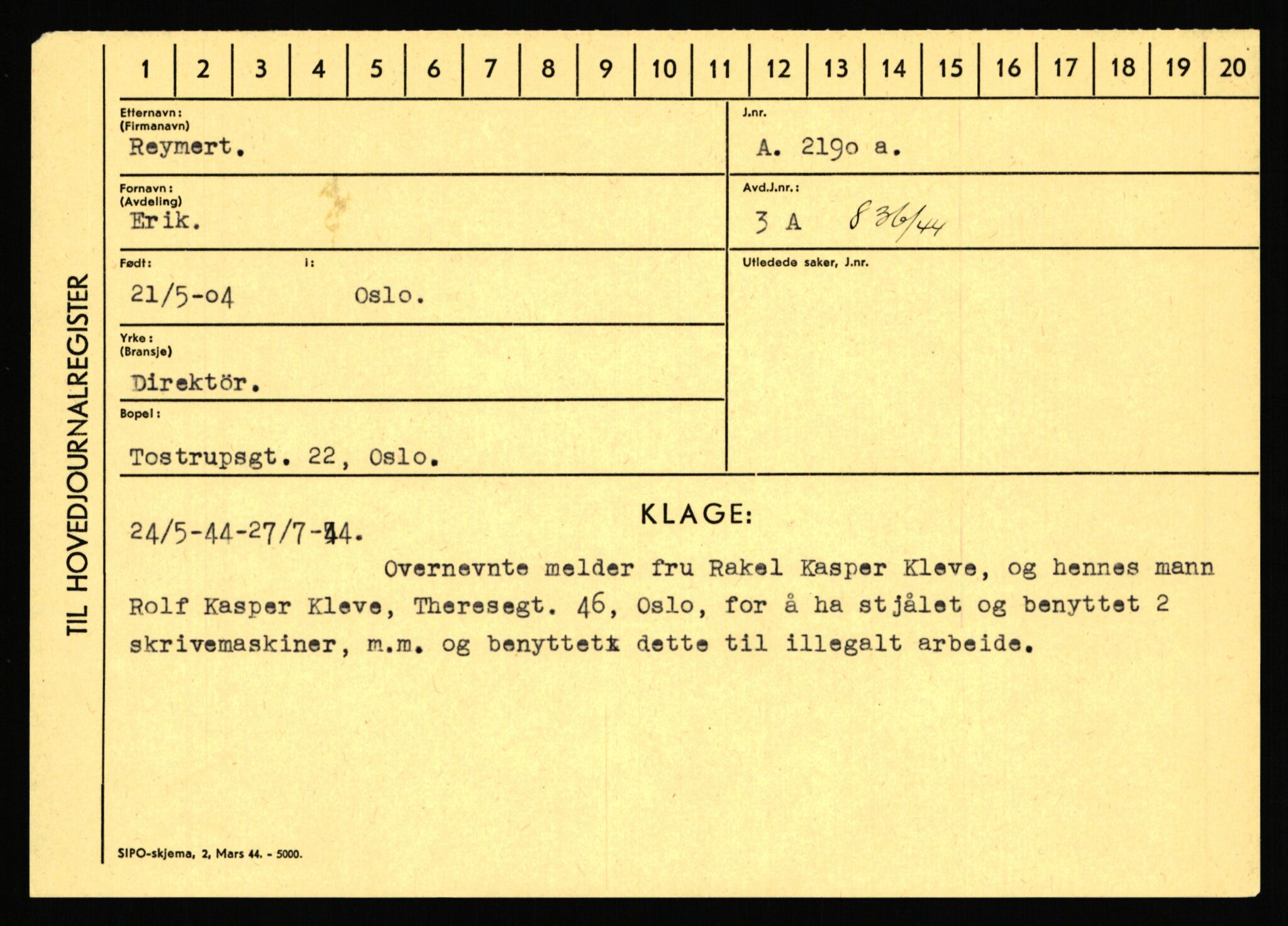 Statspolitiet - Hovedkontoret / Osloavdelingen, AV/RA-S-1329/C/Ca/L0013: Raa - Servold, 1943-1945, s. 1081