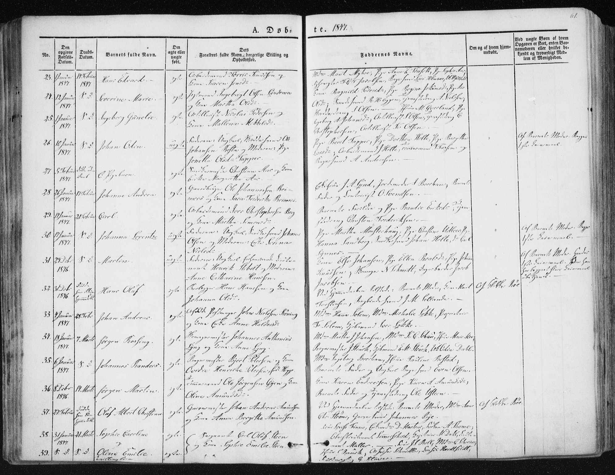Ministerialprotokoller, klokkerbøker og fødselsregistre - Sør-Trøndelag, SAT/A-1456/602/L0110: Ministerialbok nr. 602A08, 1840-1854, s. 61