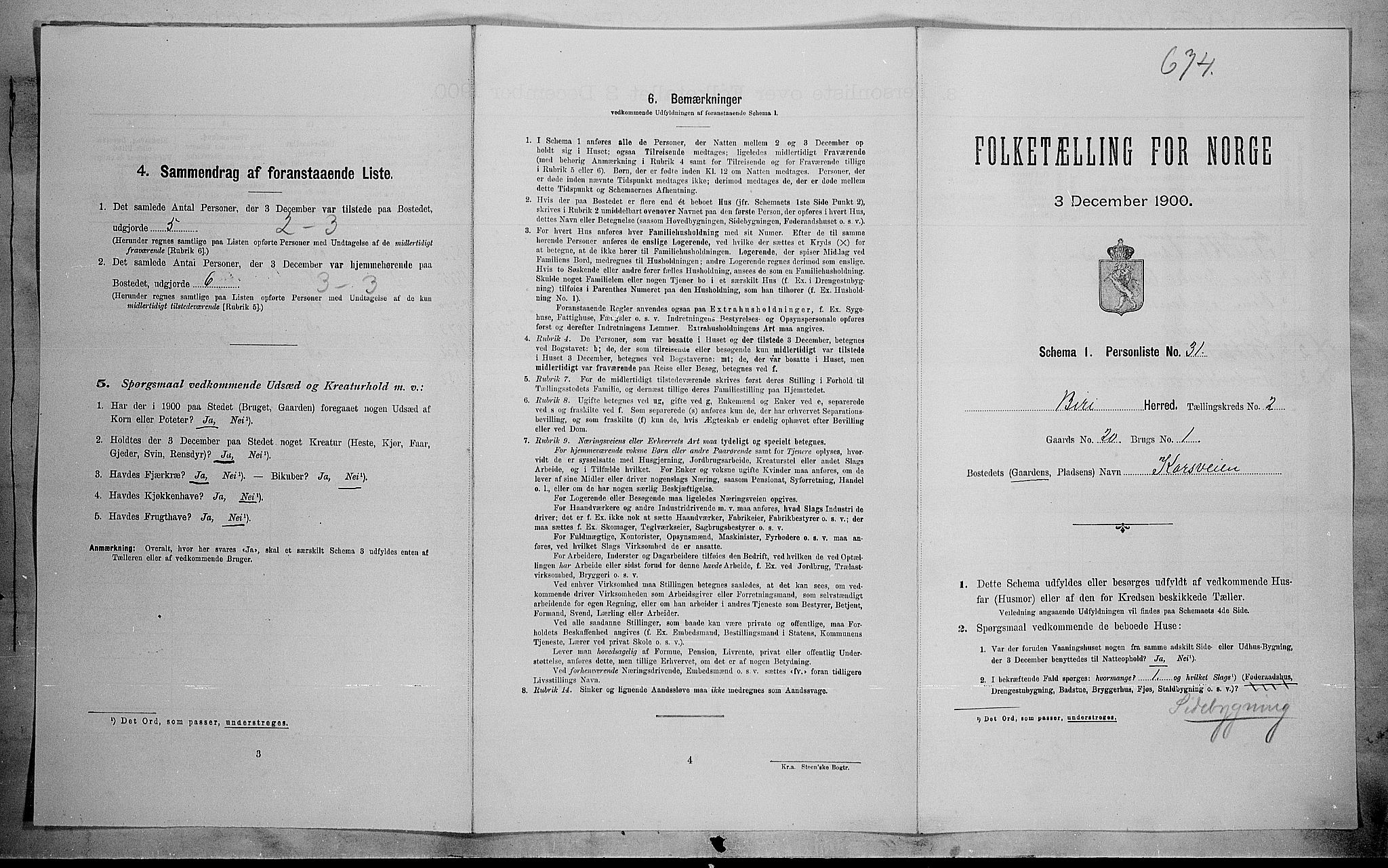 SAH, Folketelling 1900 for 0525 Biri herred, 1900, s. 313