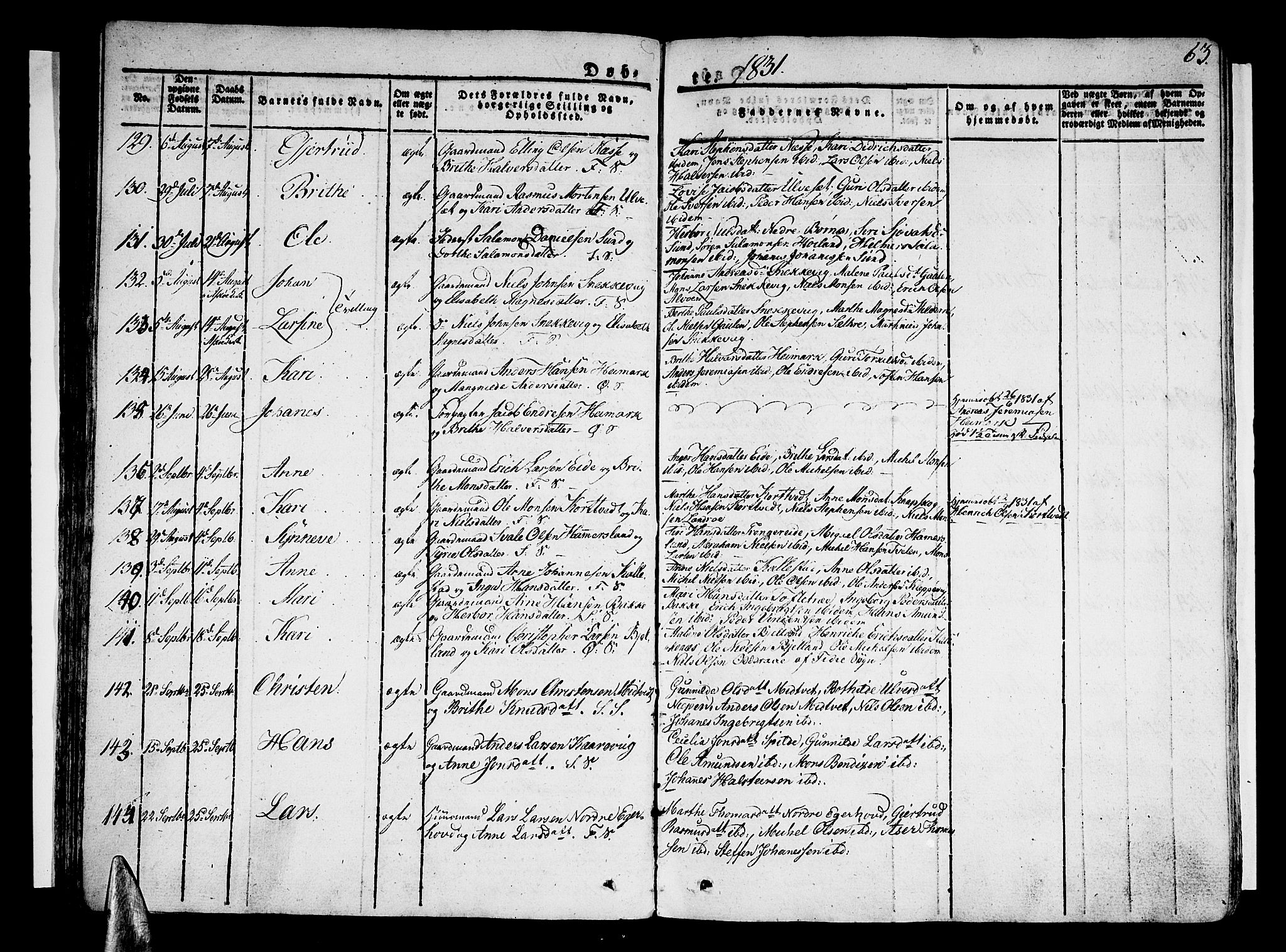 Sund sokneprestembete, AV/SAB-A-99930: Ministerialbok nr. A 12, 1825-1835, s. 63