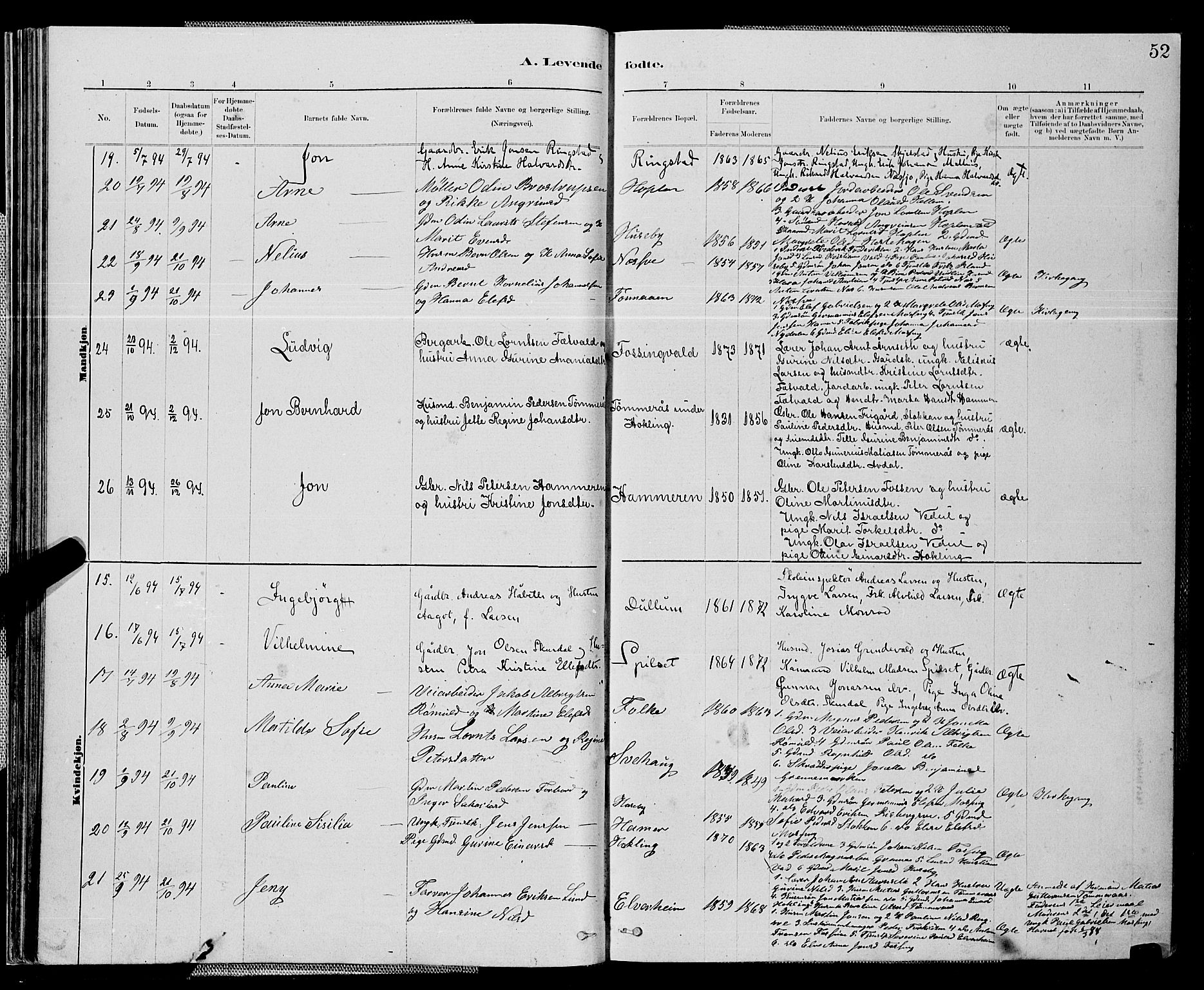 Ministerialprotokoller, klokkerbøker og fødselsregistre - Nord-Trøndelag, SAT/A-1458/714/L0134: Klokkerbok nr. 714C03, 1878-1898, s. 52