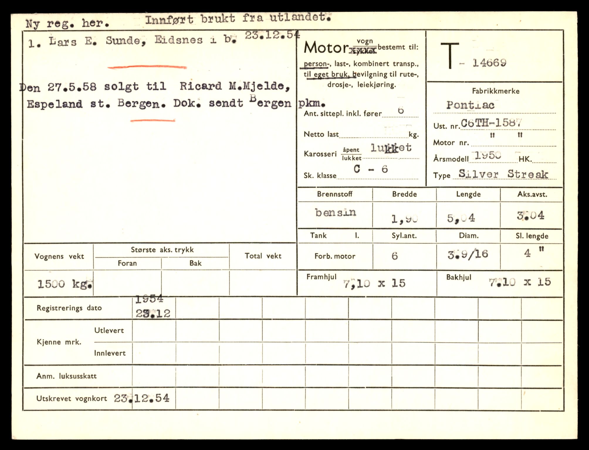 Møre og Romsdal vegkontor - Ålesund trafikkstasjon, AV/SAT-A-4099/F/Fe/L0047: Registreringskort for kjøretøy T 14580 - T 14720, 1927-1998, s. 2095