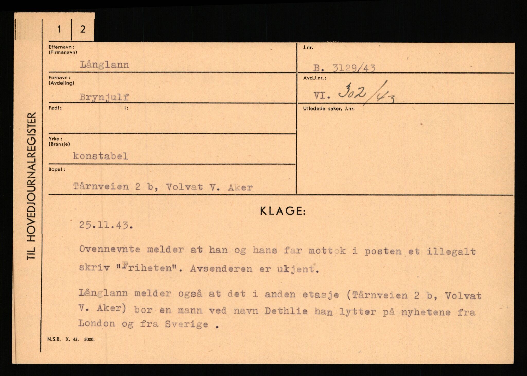 Statspolitiet - Hovedkontoret / Osloavdelingen, AV/RA-S-1329/C/Ca/L0009: Knutsen - Limstrand, 1943-1945, s. 2495