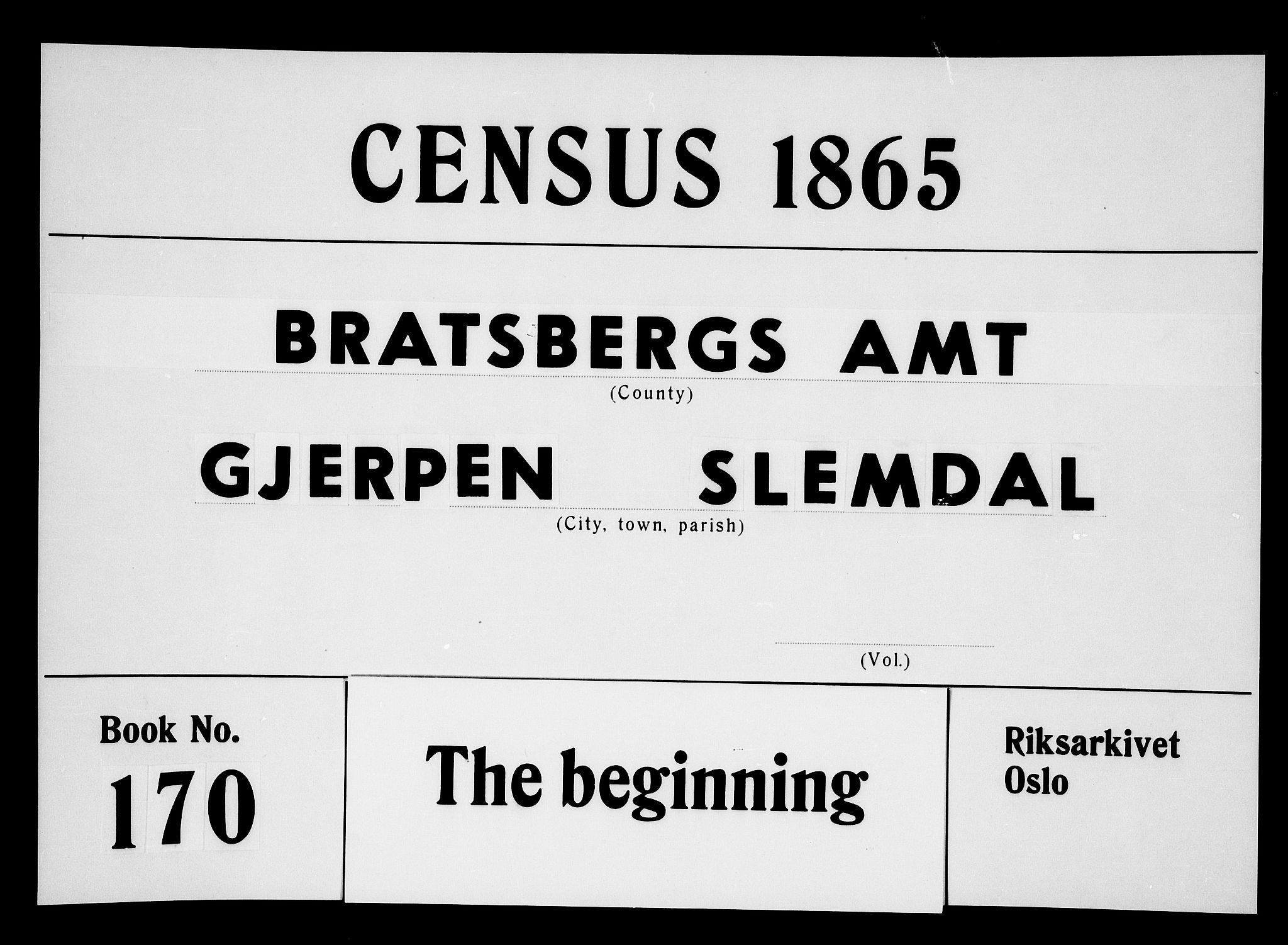 RA, Folketelling 1865 for 0812P Gjerpen prestegjeld, 1865, s. 1