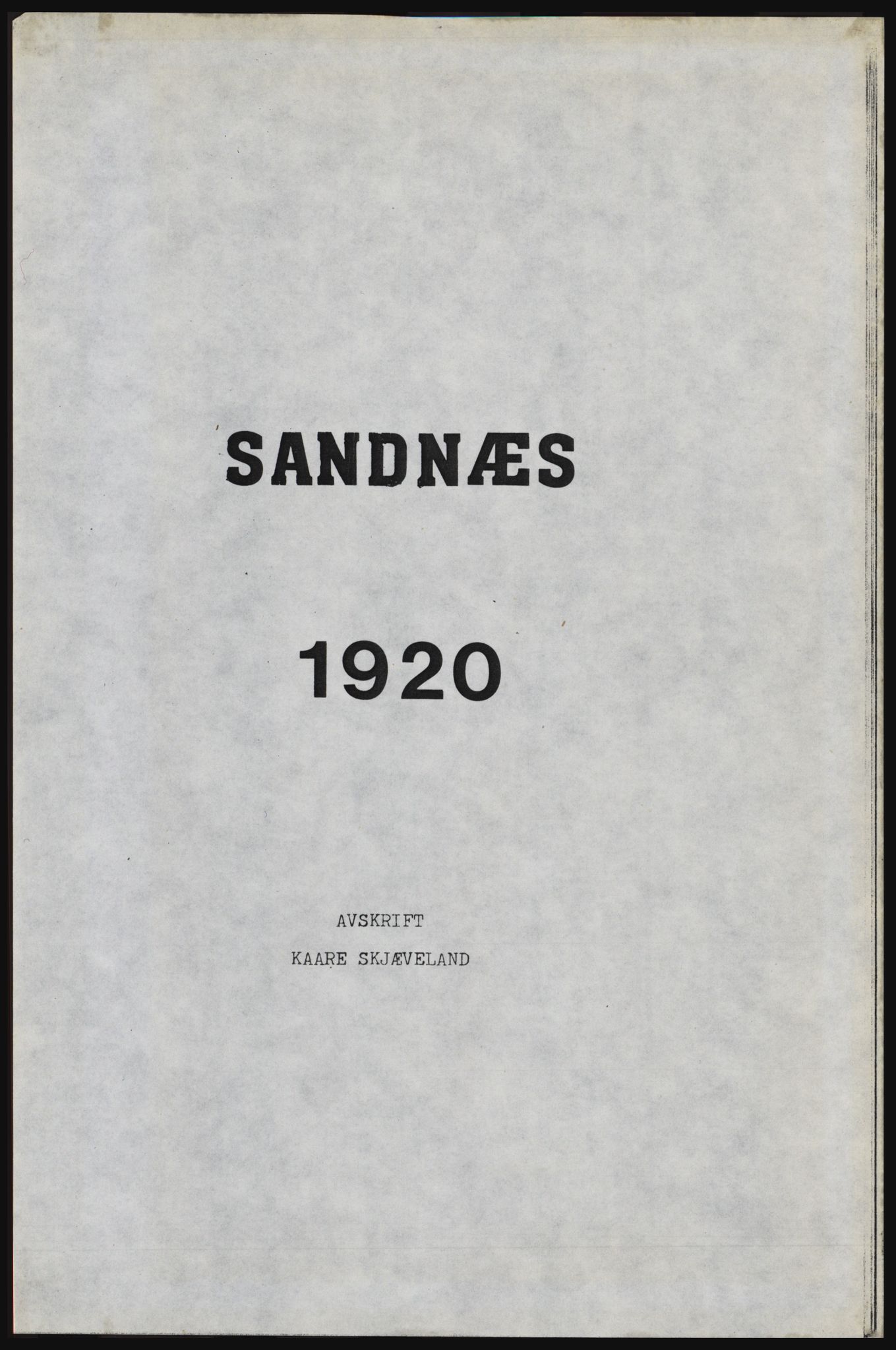 SAST, Avskrift av folketellingen 1920 for Sandnes ladested, 1920, s. 3