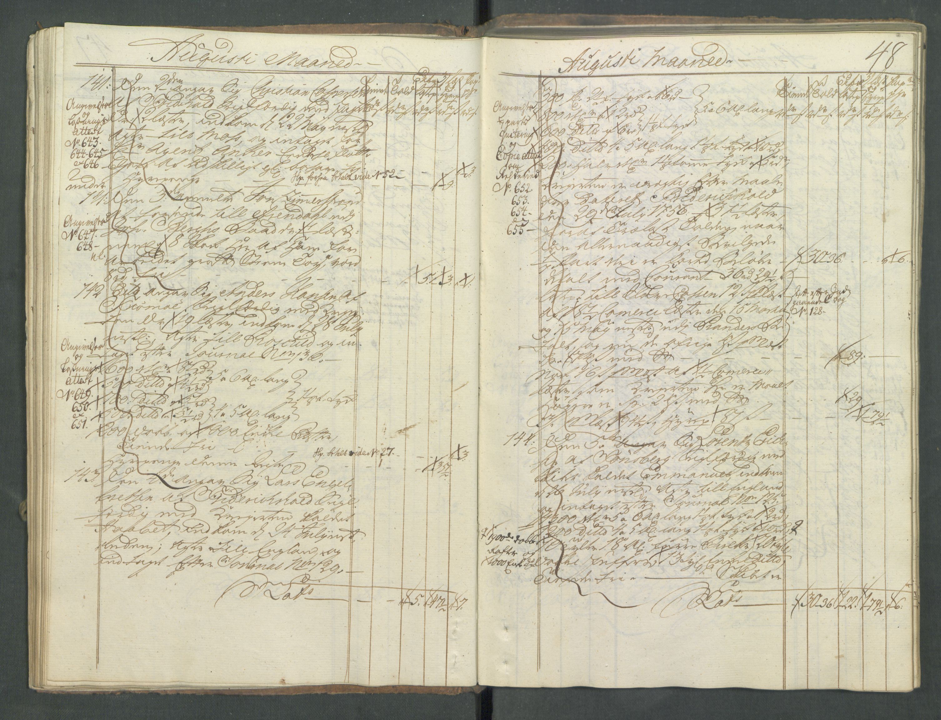 Generaltollkammeret, tollregnskaper, AV/RA-EA-5490/R01/L0029/0001: Tollregnskaper Fredrikshald / Utgående hovedtollbok, 1756, s. 47b-48a