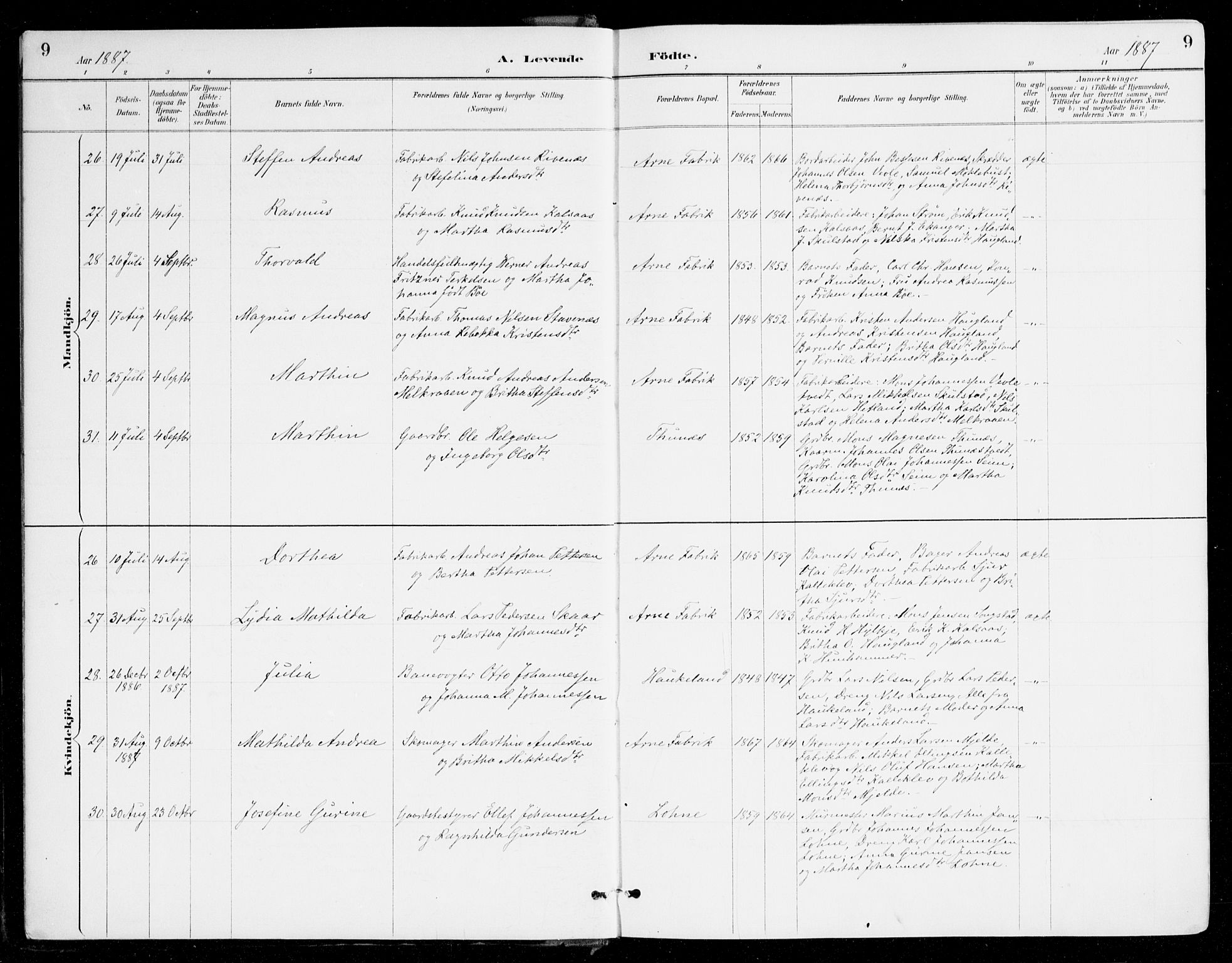 Haus sokneprestembete, AV/SAB-A-75601/H/Haa/Haad/L0001: Ministerialbok nr. D 1, 1887-1898, s. 9