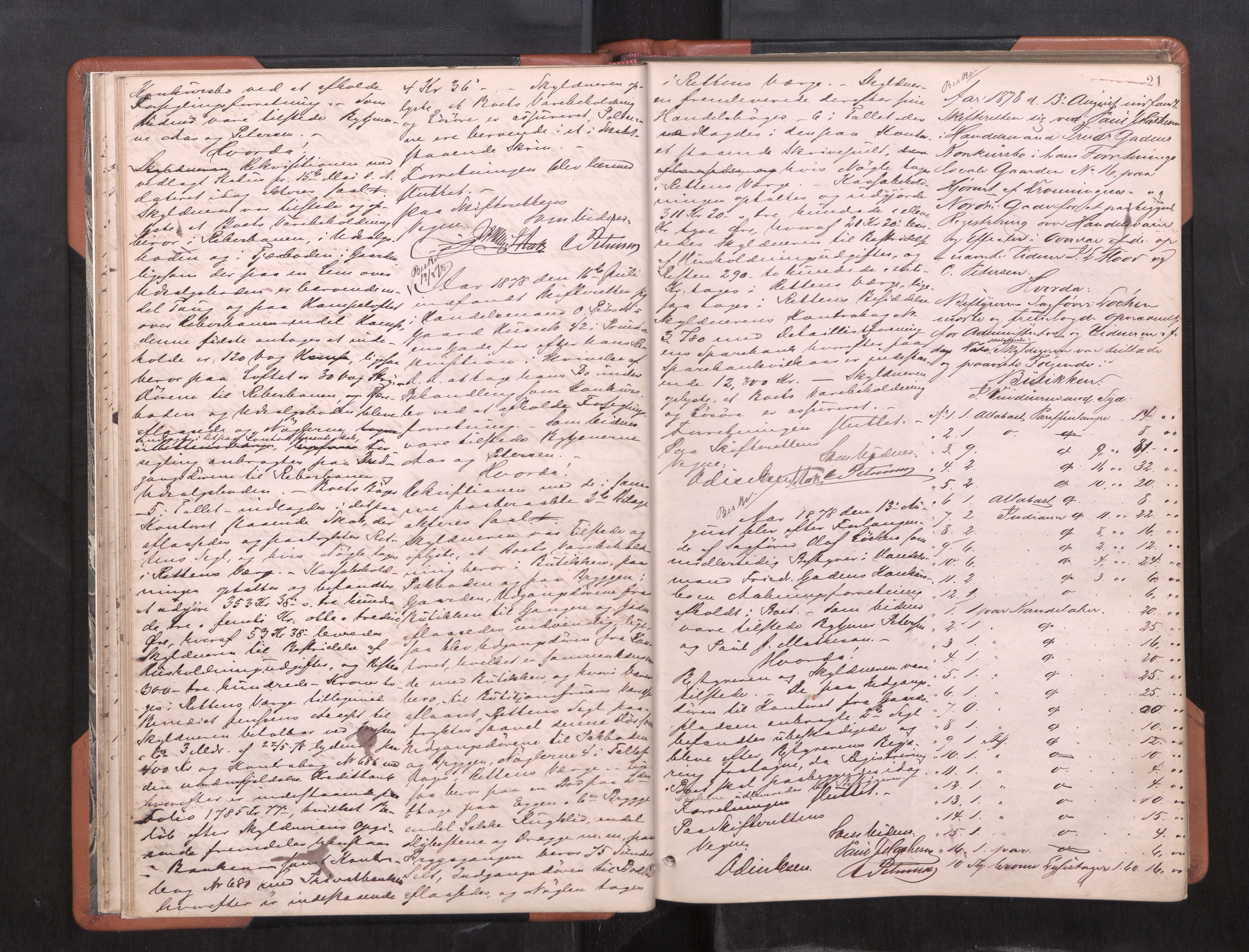 Trondheim byfogd, AV/SAT-A-0003/1/3/3C/L0009: Skifteregistreringsprotokoll (u/ register), 1878-1885, s. 21