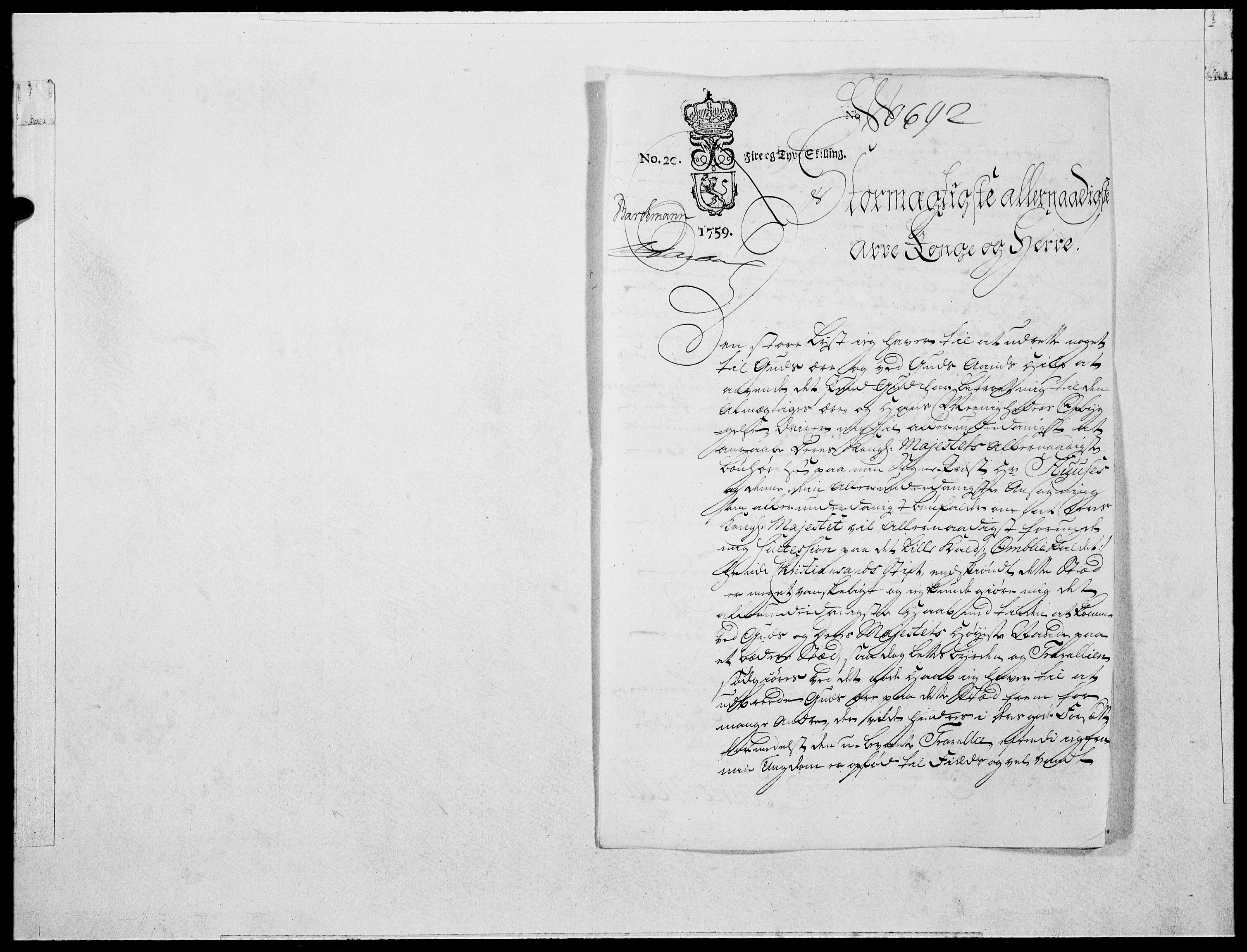 Danske Kanselli 1572-1799, RA/EA-3023/F/Fc/Fcc/Fcca/L0178: Norske innlegg 1572-1799, 1759, s. 135