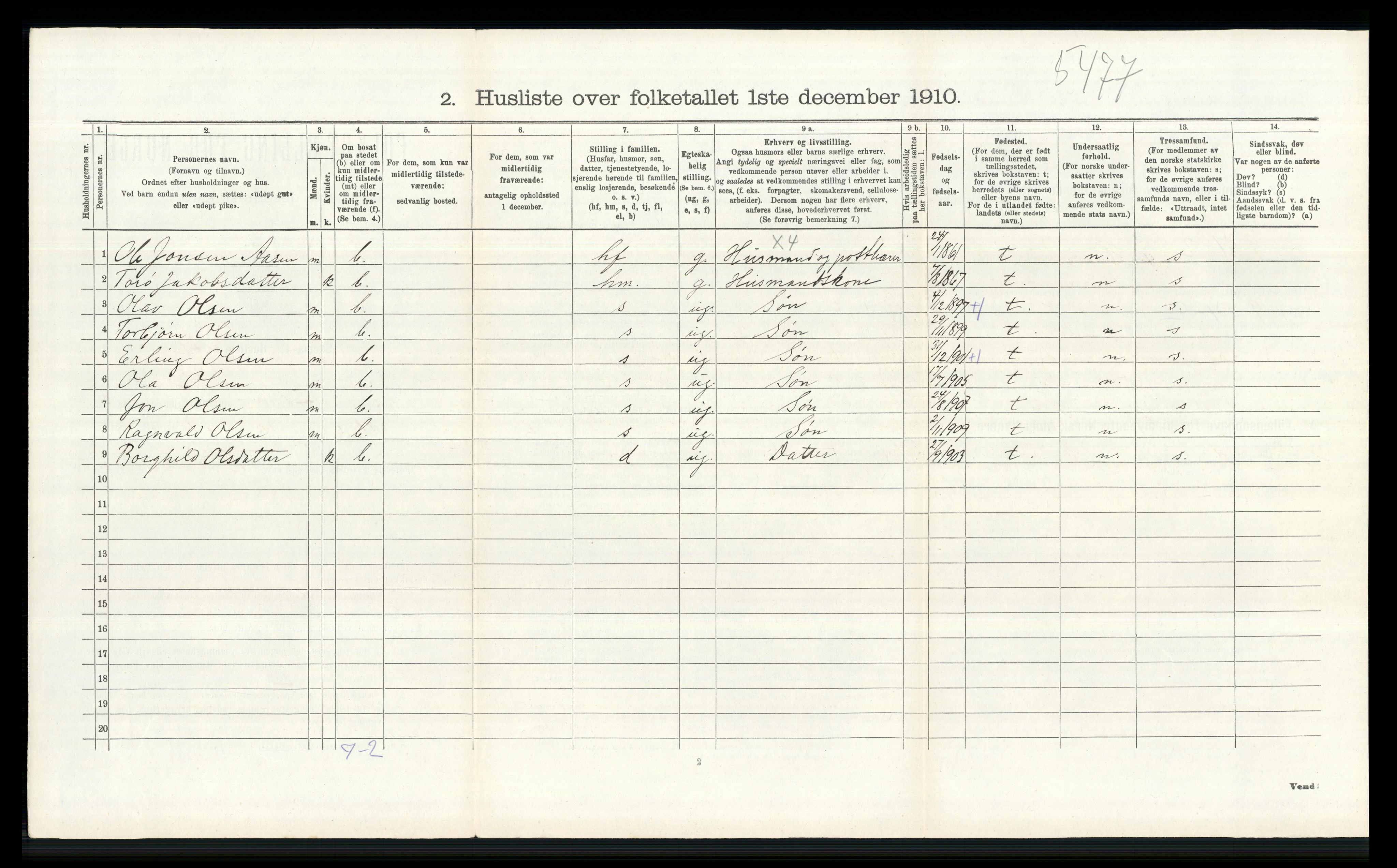 RA, Folketelling 1910 for 0514 Lom herred, 1910, s. 748