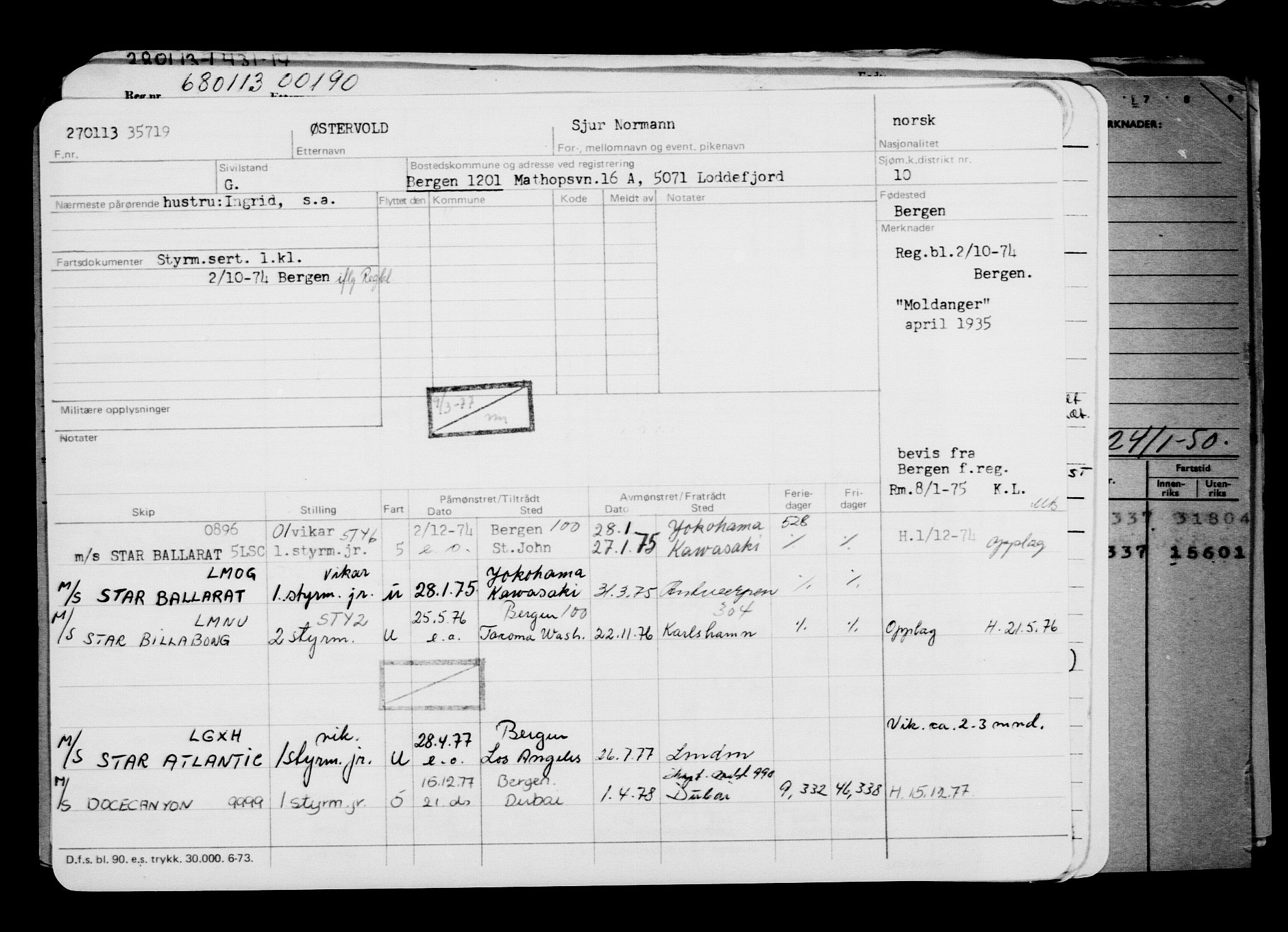 Direktoratet for sjømenn, AV/RA-S-3545/G/Gb/L0110: Hovedkort, 1913, s. 267