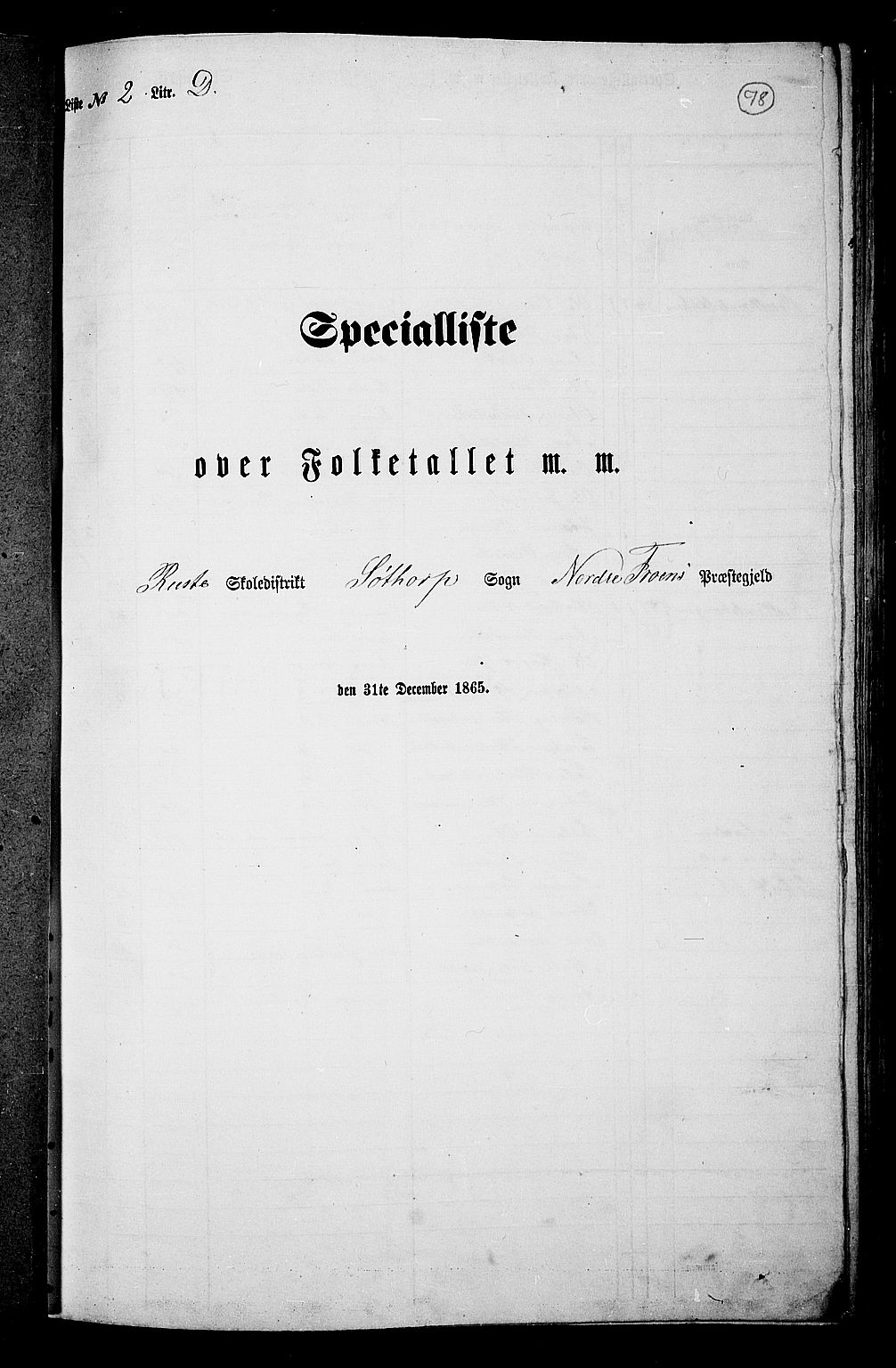 RA, Folketelling 1865 for 0518P Nord-Fron prestegjeld, 1865, s. 77