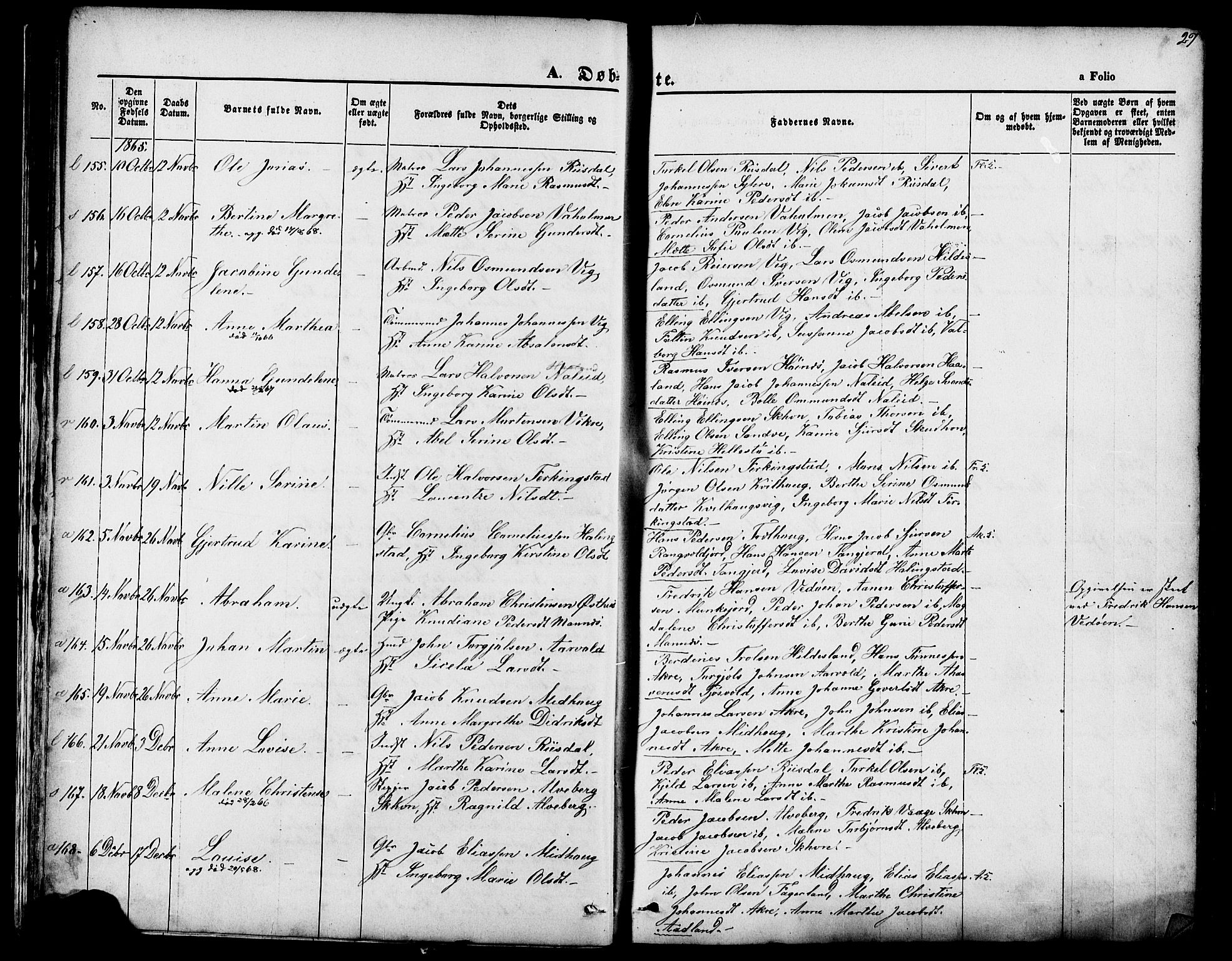 Skudenes sokneprestkontor, AV/SAST-A -101849/H/Ha/Haa/L0006: Ministerialbok nr. A 4, 1864-1881, s. 27