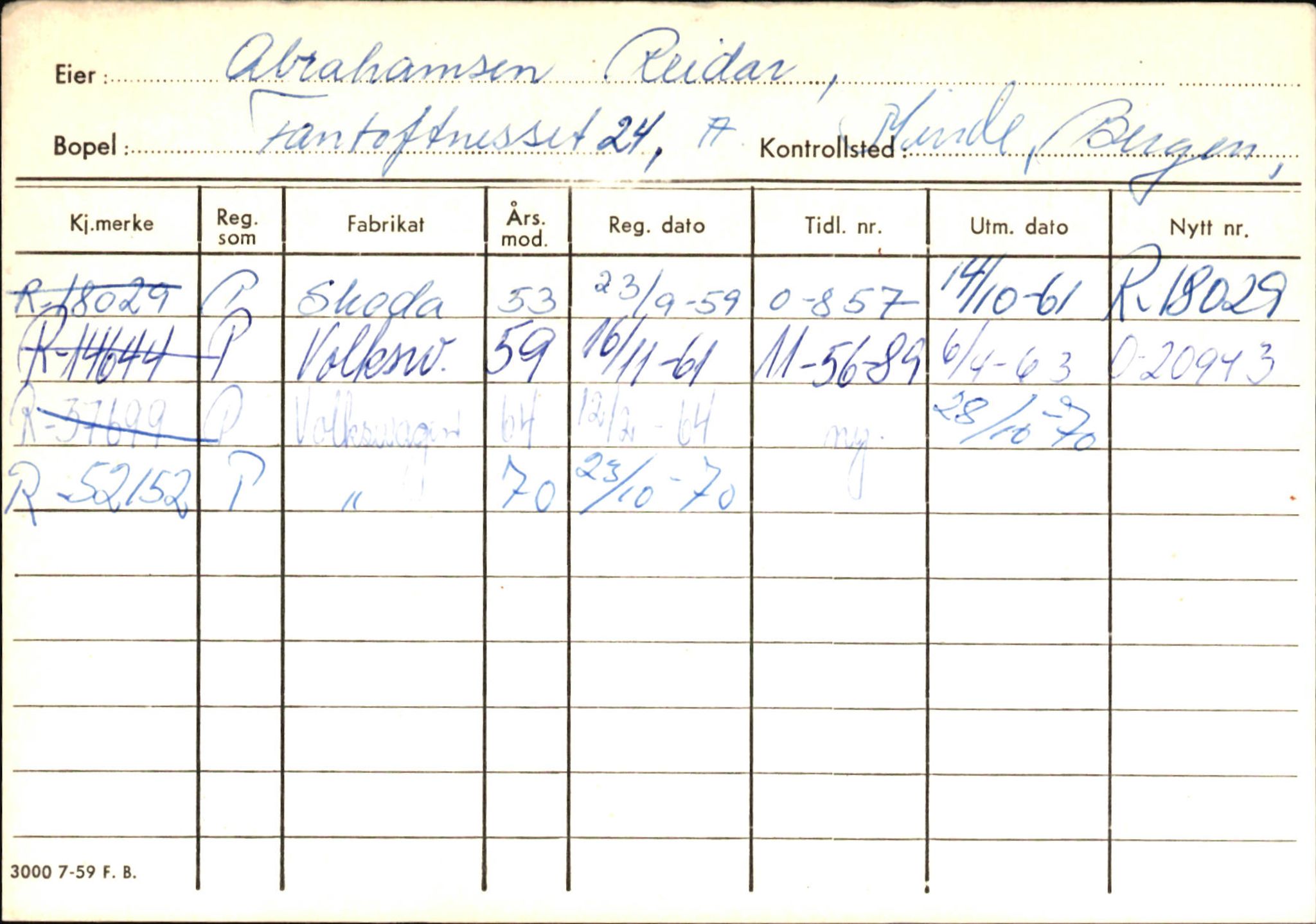 Statens vegvesen, Hordaland vegkontor, AV/SAB-A-5201/2/Ha/L0001: R-eierkort A, 1920-1971, s. 62