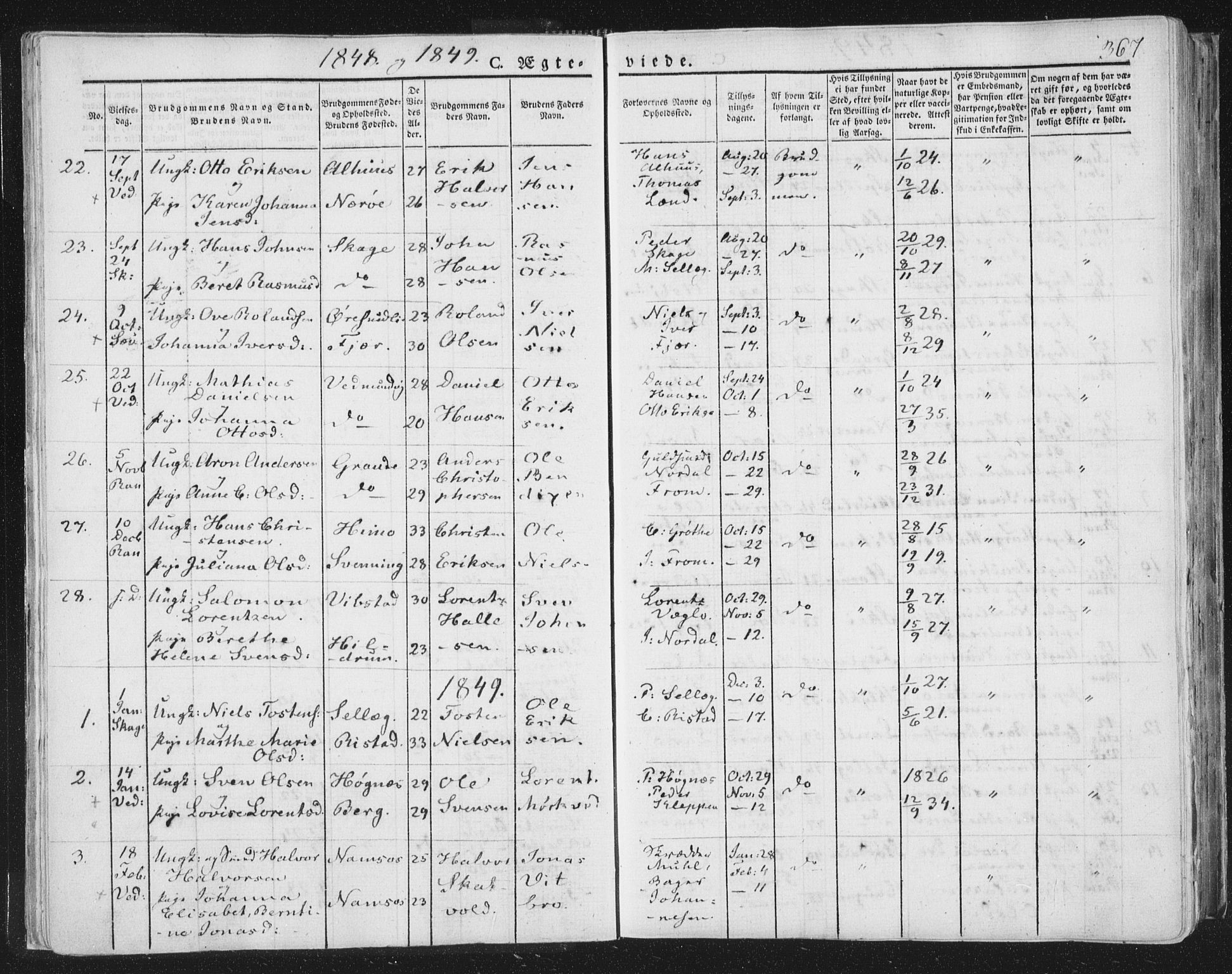 Ministerialprotokoller, klokkerbøker og fødselsregistre - Nord-Trøndelag, AV/SAT-A-1458/764/L0552: Ministerialbok nr. 764A07b, 1824-1865, s. 367
