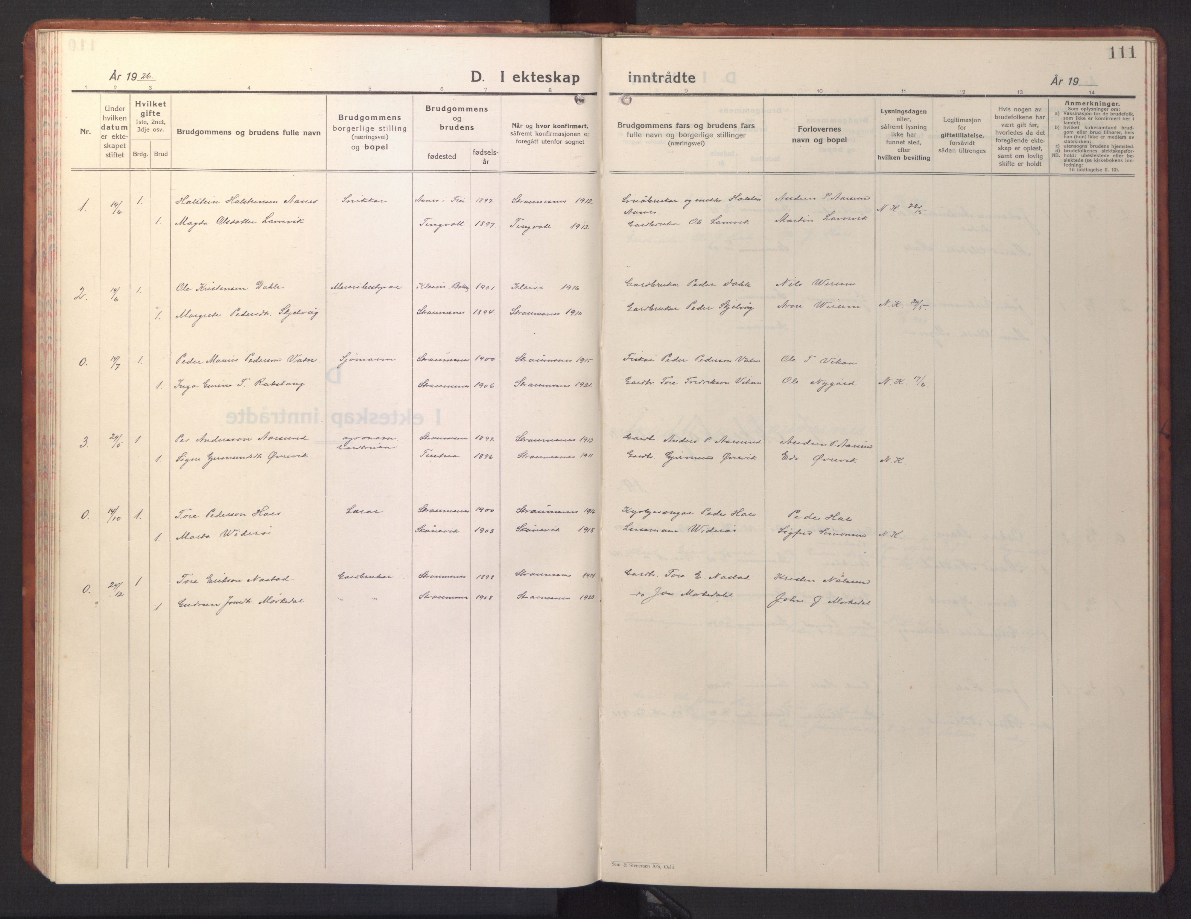 Ministerialprotokoller, klokkerbøker og fødselsregistre - Møre og Romsdal, SAT/A-1454/587/L1002: Klokkerbok nr. 587C02, 1926-1951, s. 111