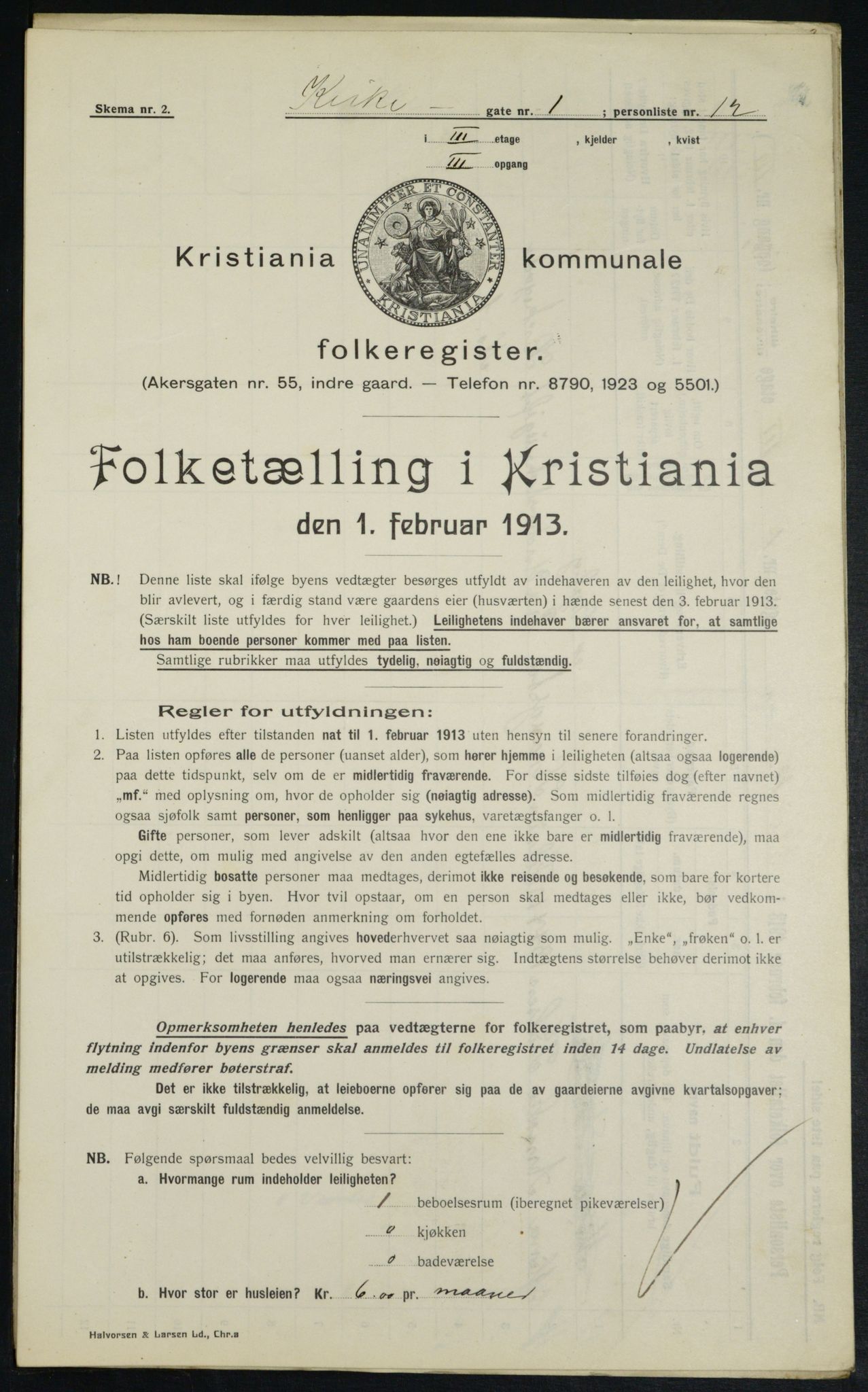 OBA, Kommunal folketelling 1.2.1913 for Kristiania, 1913, s. 49468