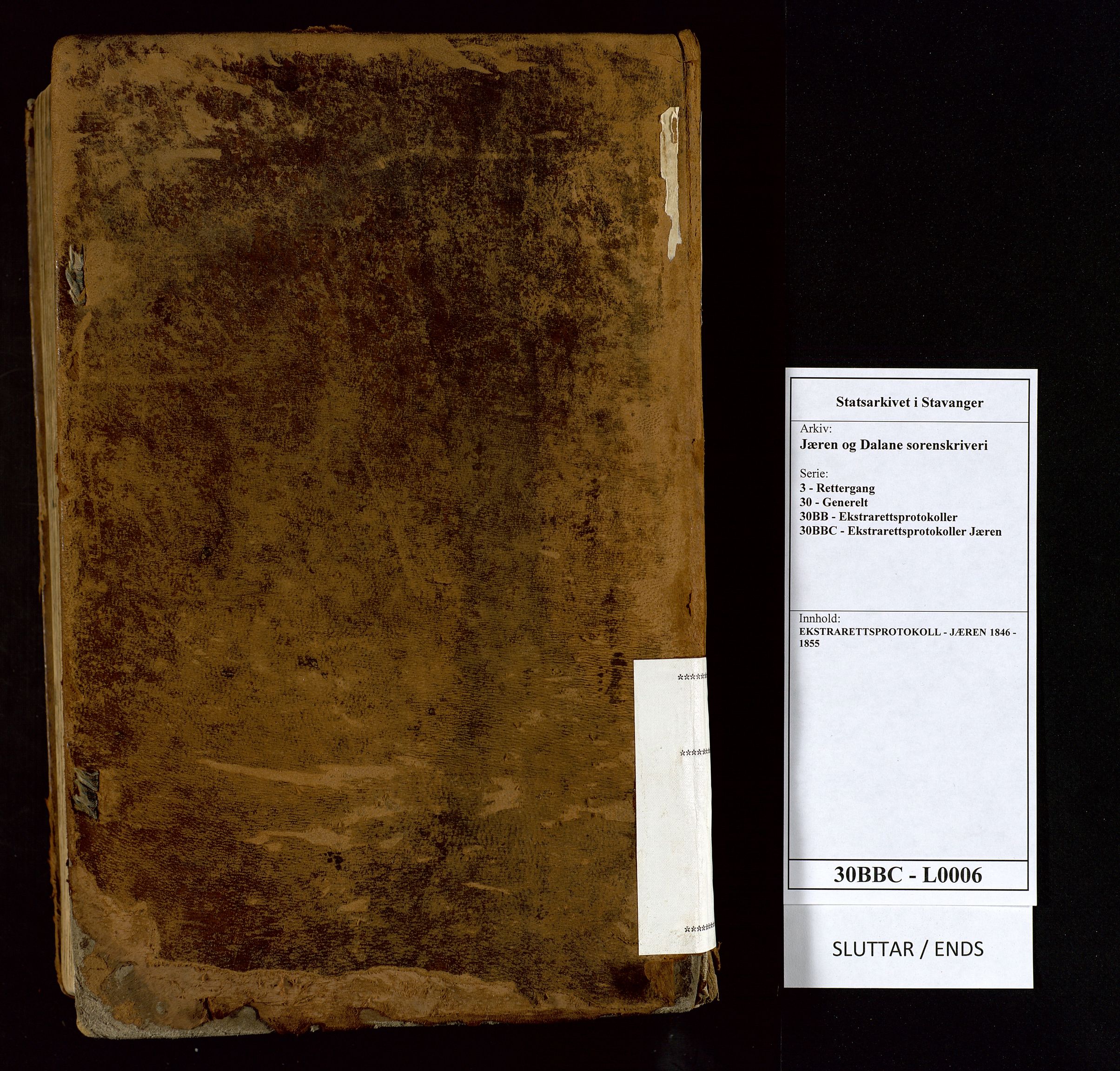 Jæren og Dalane sorenskriveri, AV/SAST-A-100306/3/30/30BBC/L0006: EKSTRARETTSPROTOKOLL - JÆREN, 1846-1855