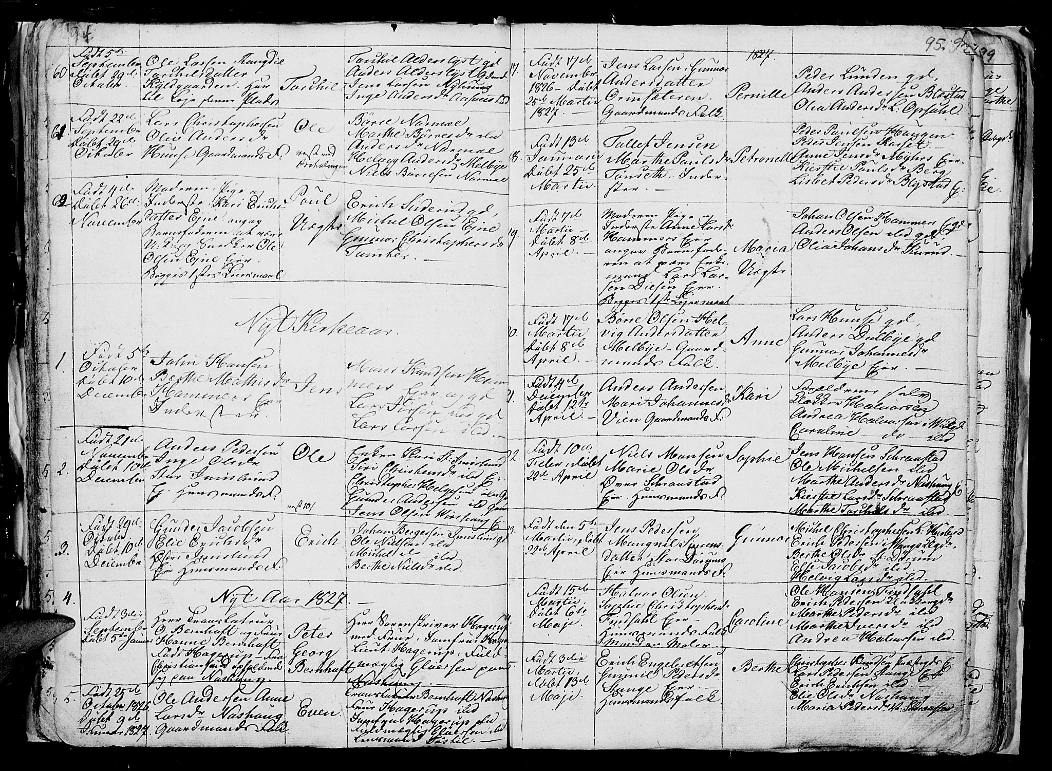 Vang prestekontor, Hedmark, AV/SAH-PREST-008/H/Ha/Hab/L0006: Klokkerbok nr. 6, 1819-1832, s. 94-95