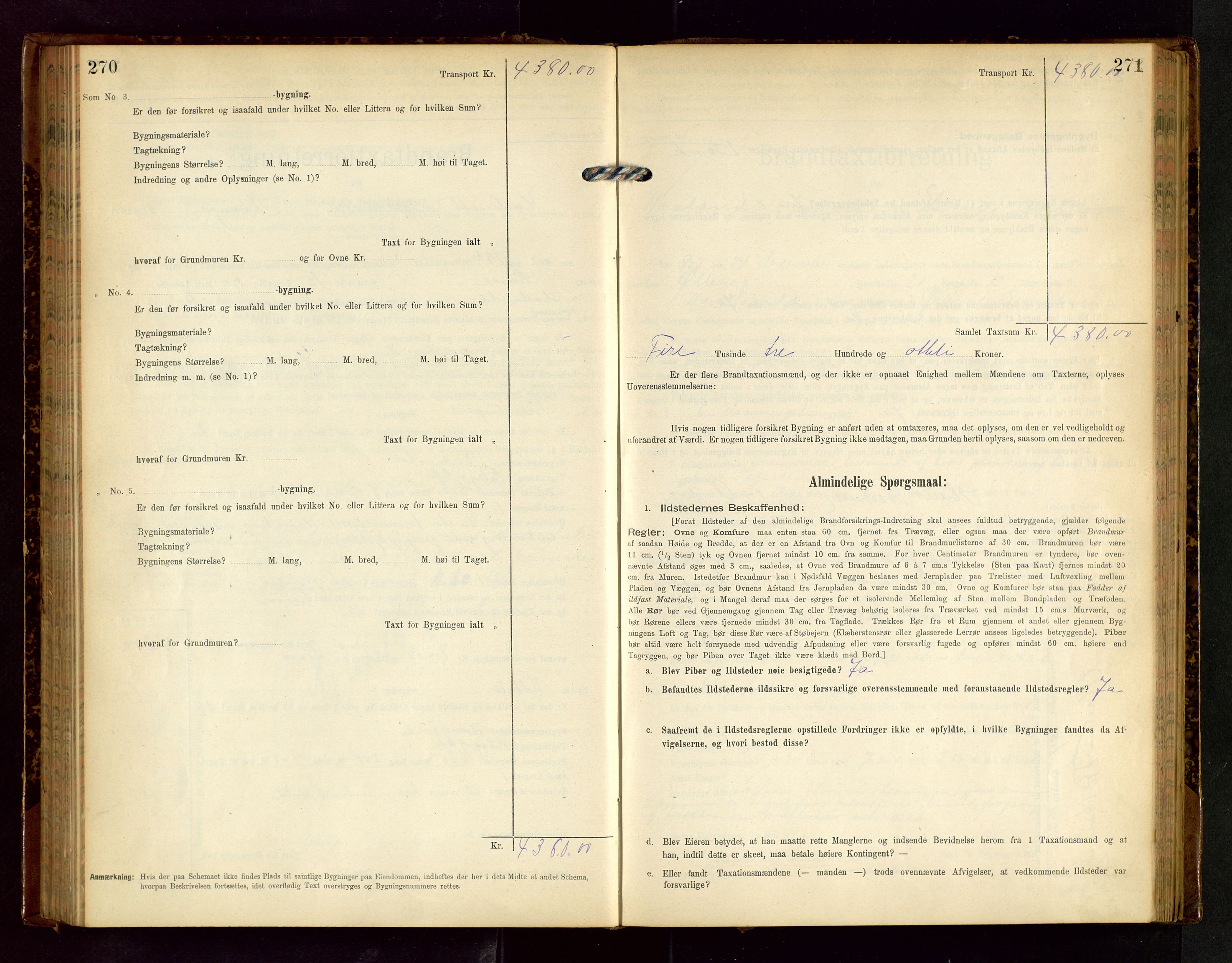 Håland lensmannskontor, AV/SAST-A-100100/Gob/L0002: Branntakstprotokoll - skjematakst. Register i boken., 1902-1906, s. 270-271