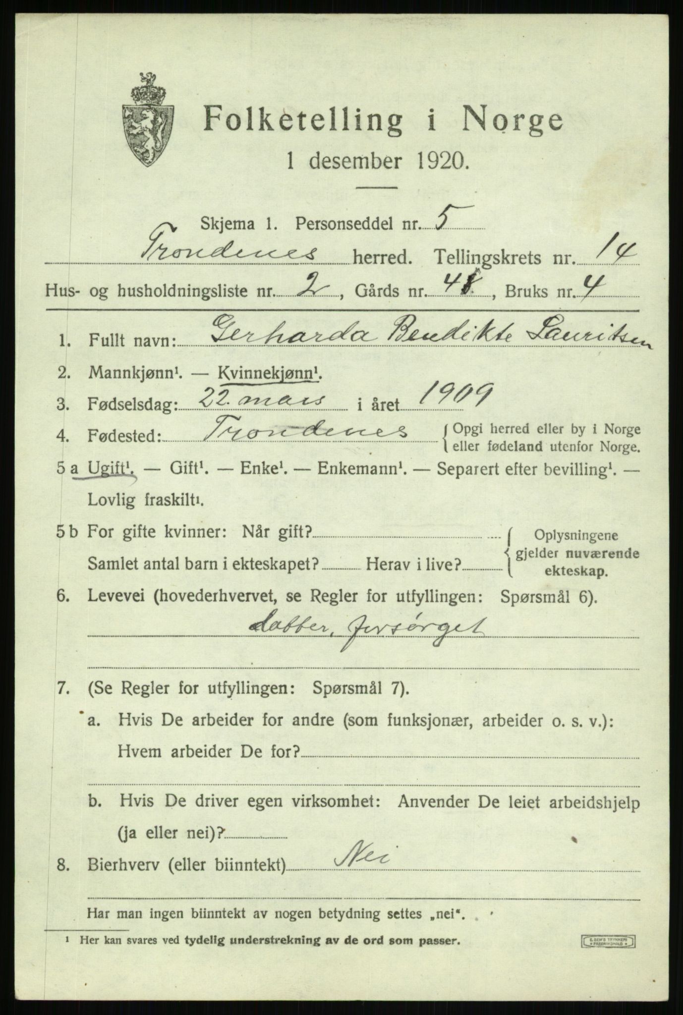 SATØ, Folketelling 1920 for 1914 Trondenes herred, 1920, s. 9977